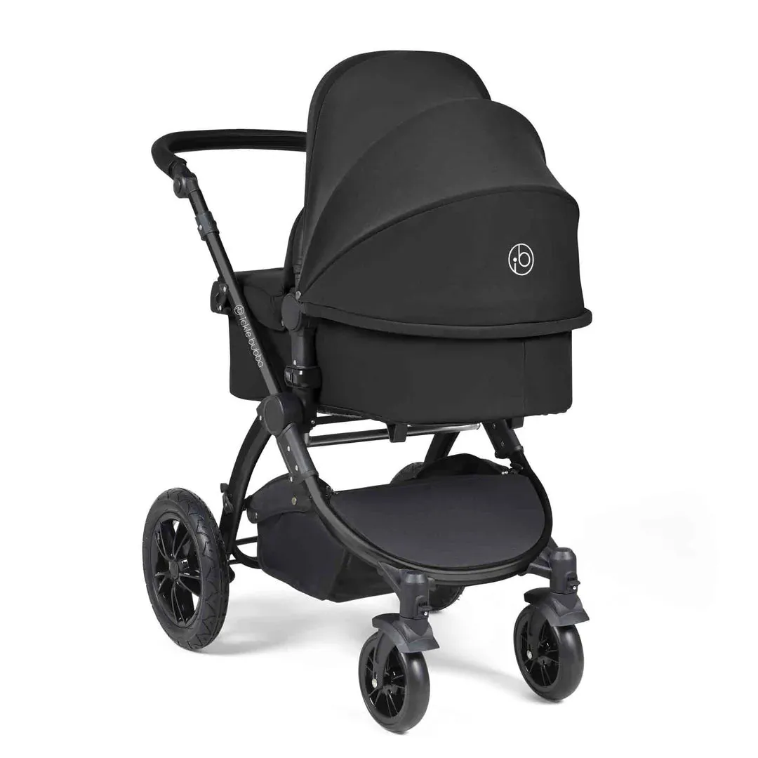 Ickle Bubba Stomp Luxe 12 Piece Travel System with i-Size Cirrus Car Seat & ISOFIX Base  - Black