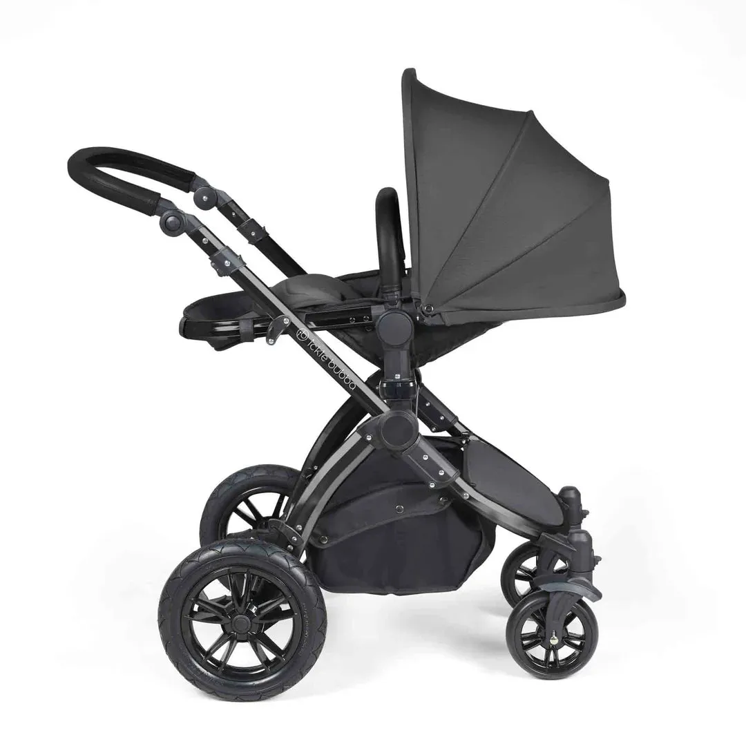 Ickle Bubba Stomp Luxe 12 Piece Travel System with i-Size Cirrus Car Seat & ISOFIX Base  - Charcoal Grey