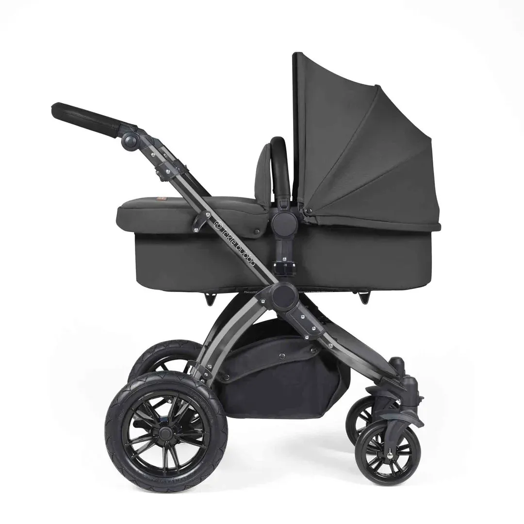 Ickle Bubba Stomp Luxe 12 Piece Travel System with i-Size Cirrus Car Seat & ISOFIX Base  - Charcoal Grey