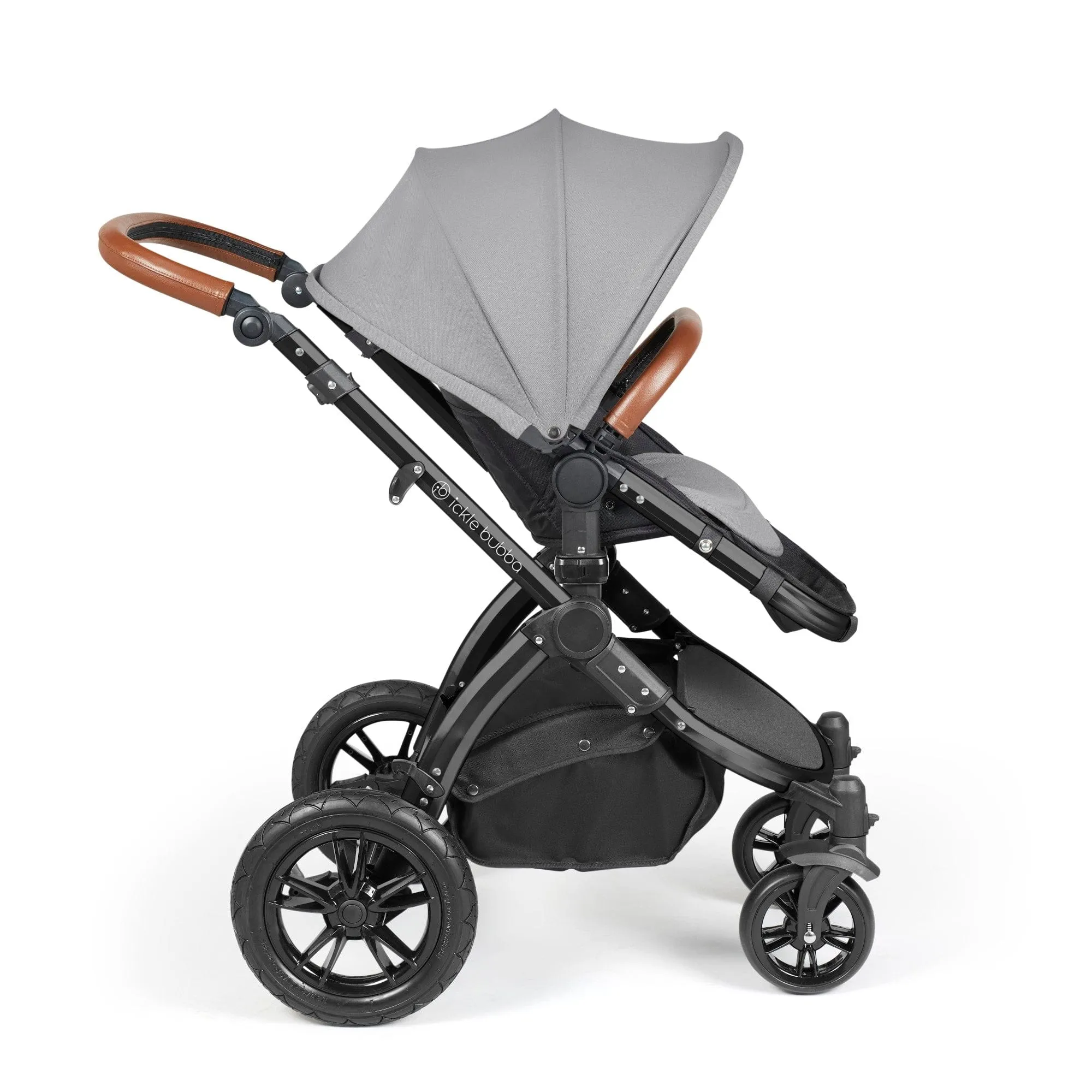 Ickle Bubba Stomp Luxe 2 in 1 Pushchair - Black / Pearl Grey / Tan