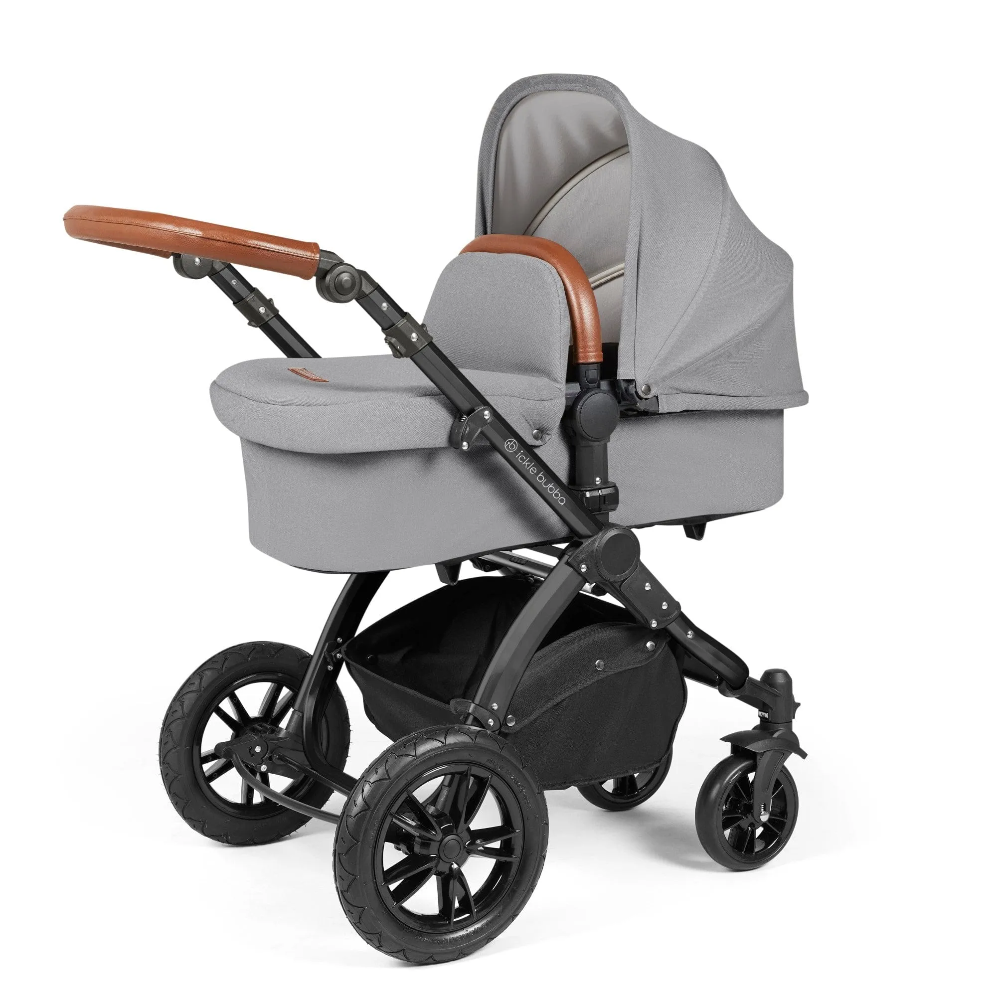 Ickle Bubba Stomp Luxe 2 in 1 Pushchair - Black / Pearl Grey / Tan