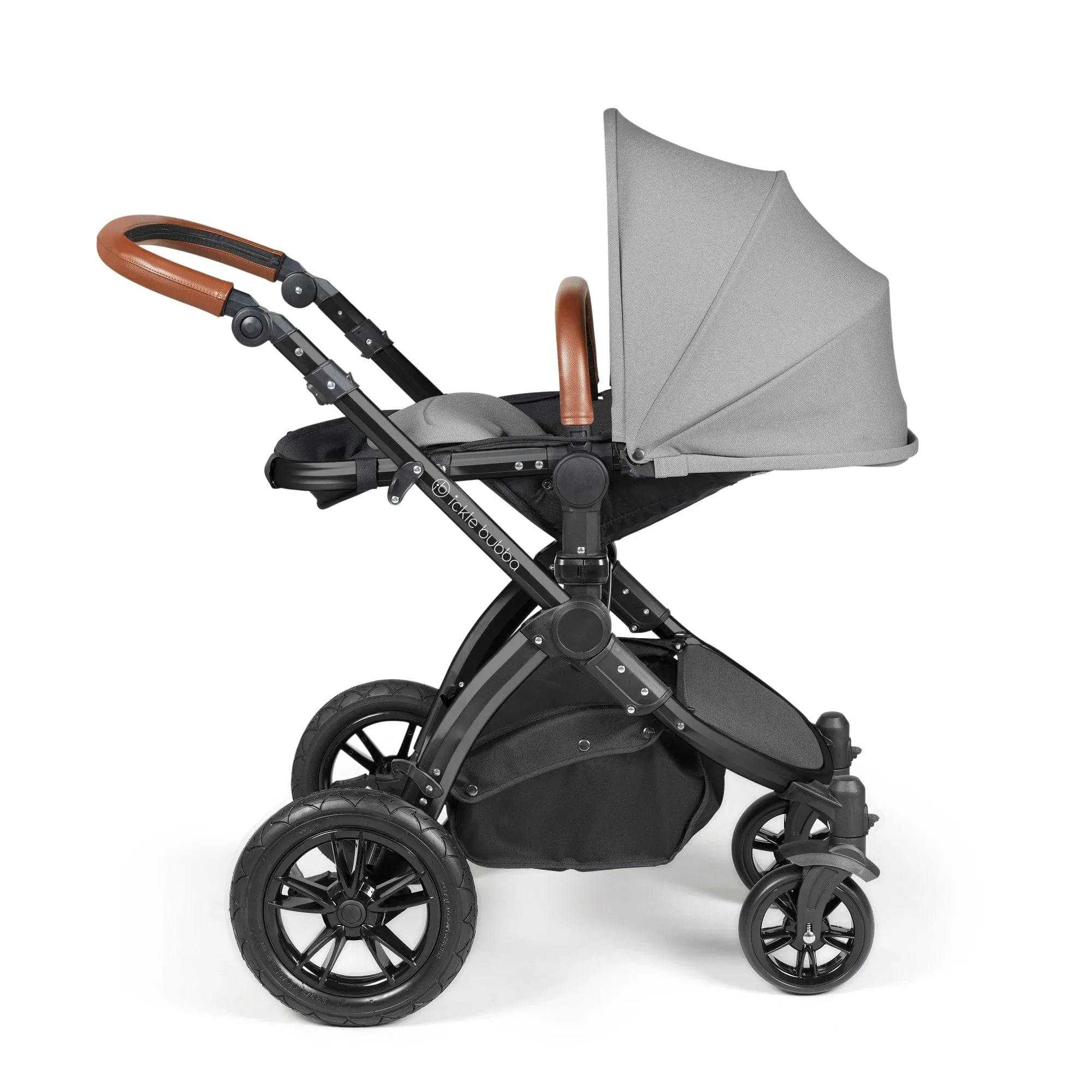 Ickle Bubba Stomp Luxe 2 in 1 Pushchair - Black / Pearl Grey / Tan