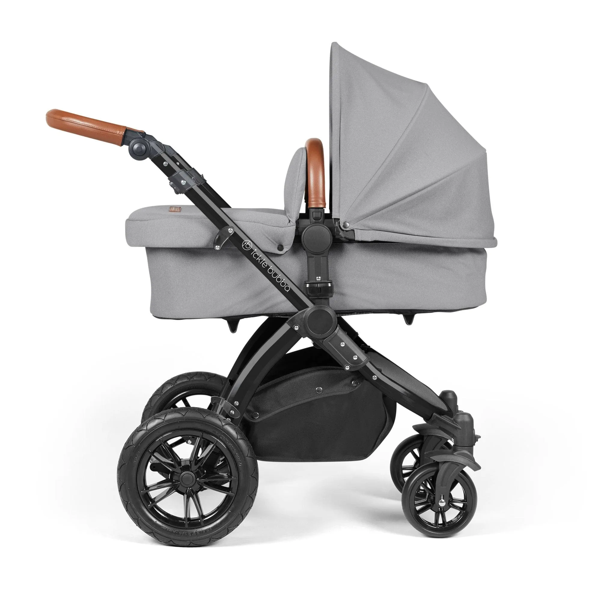 Ickle Bubba Stomp Luxe 2 in 1 Pushchair - Black / Pearl Grey / Tan