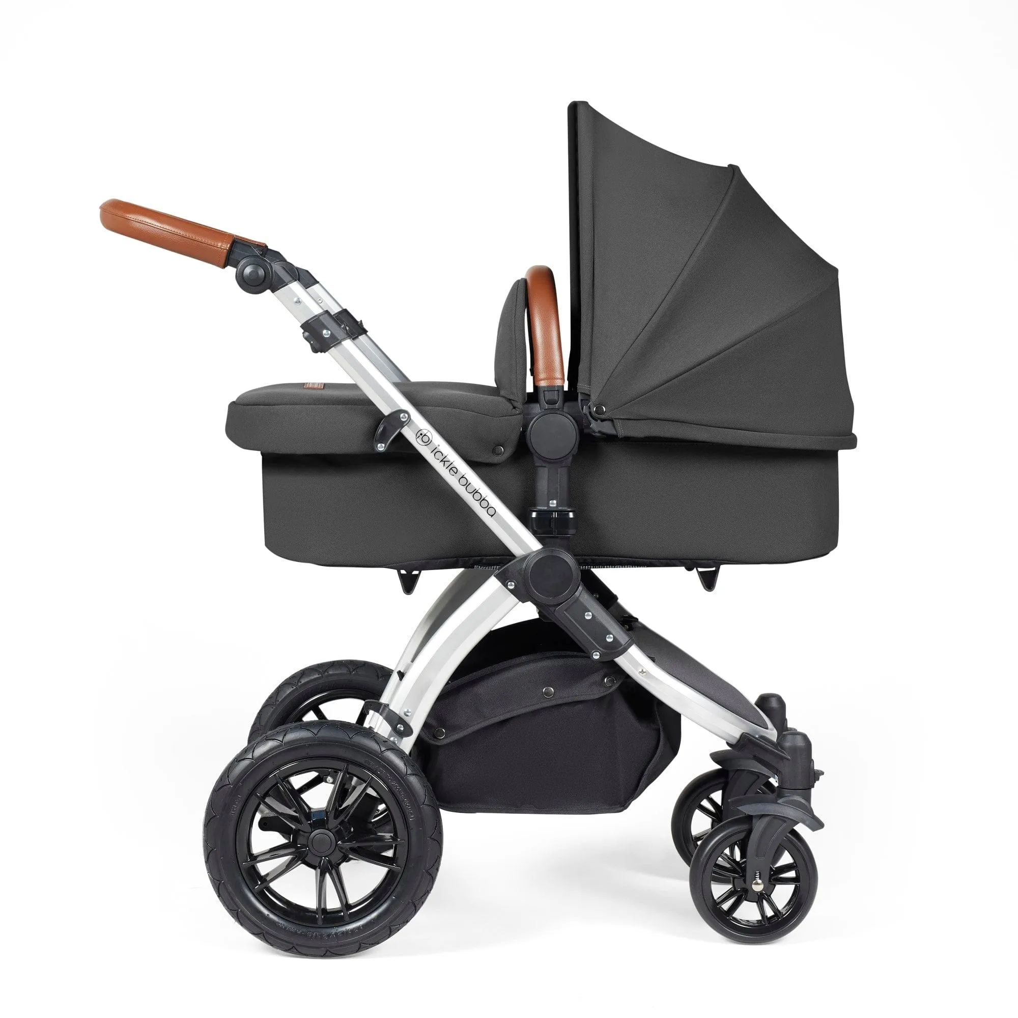 Ickle Bubba Stomp Luxe 2 in 1 Pushchair - Silver / Charcoal Grey / Tan