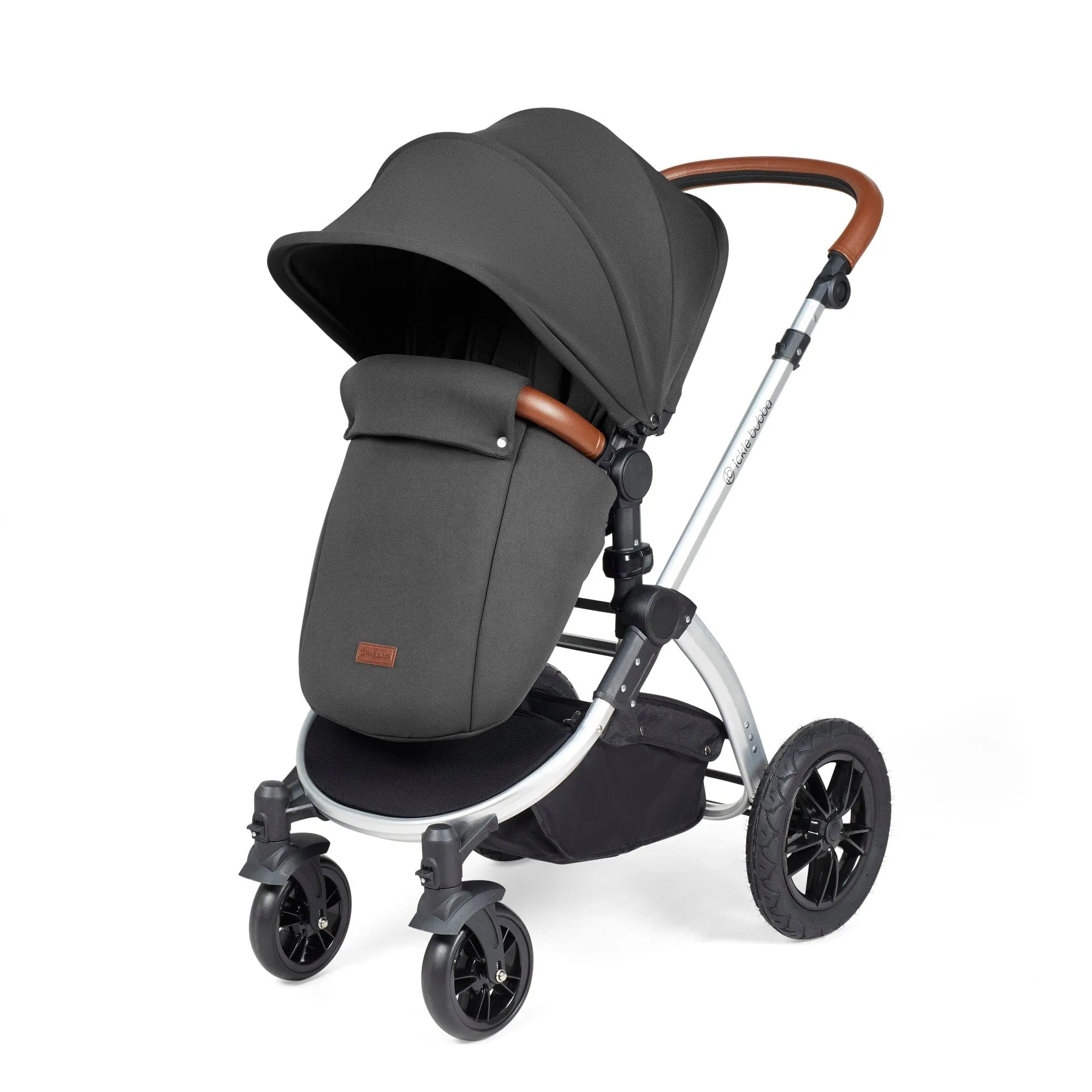 Ickle Bubba Stomp Luxe 2 in 1 Pushchair - Silver / Charcoal Grey / Tan