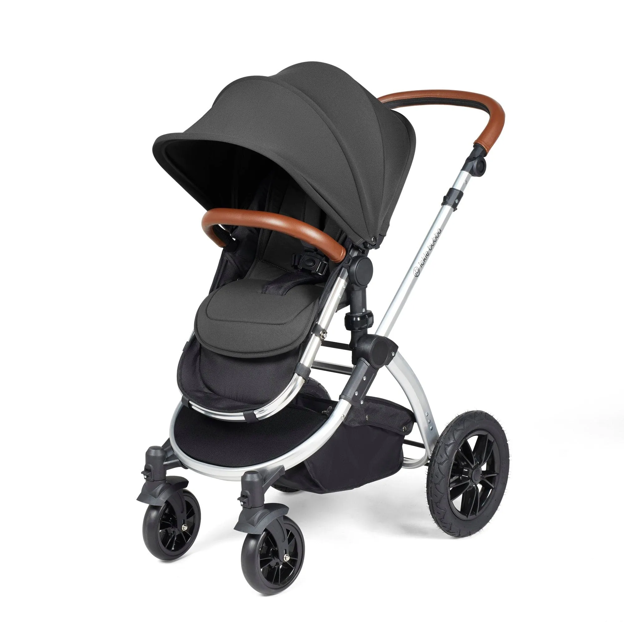 Ickle Bubba Stomp Luxe 2 in 1 Pushchair - Silver / Charcoal Grey / Tan