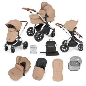 Ickle Bubba Stomp Luxe 2 in 1 Pushchair -  Silver / Desert / Tan