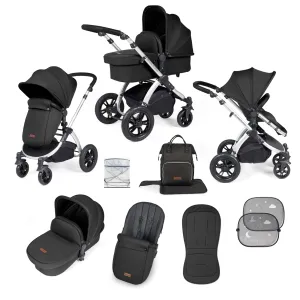 Ickle Bubba Stomp Luxe 2 in 1 Pushchair - Silver / Midnight / Black