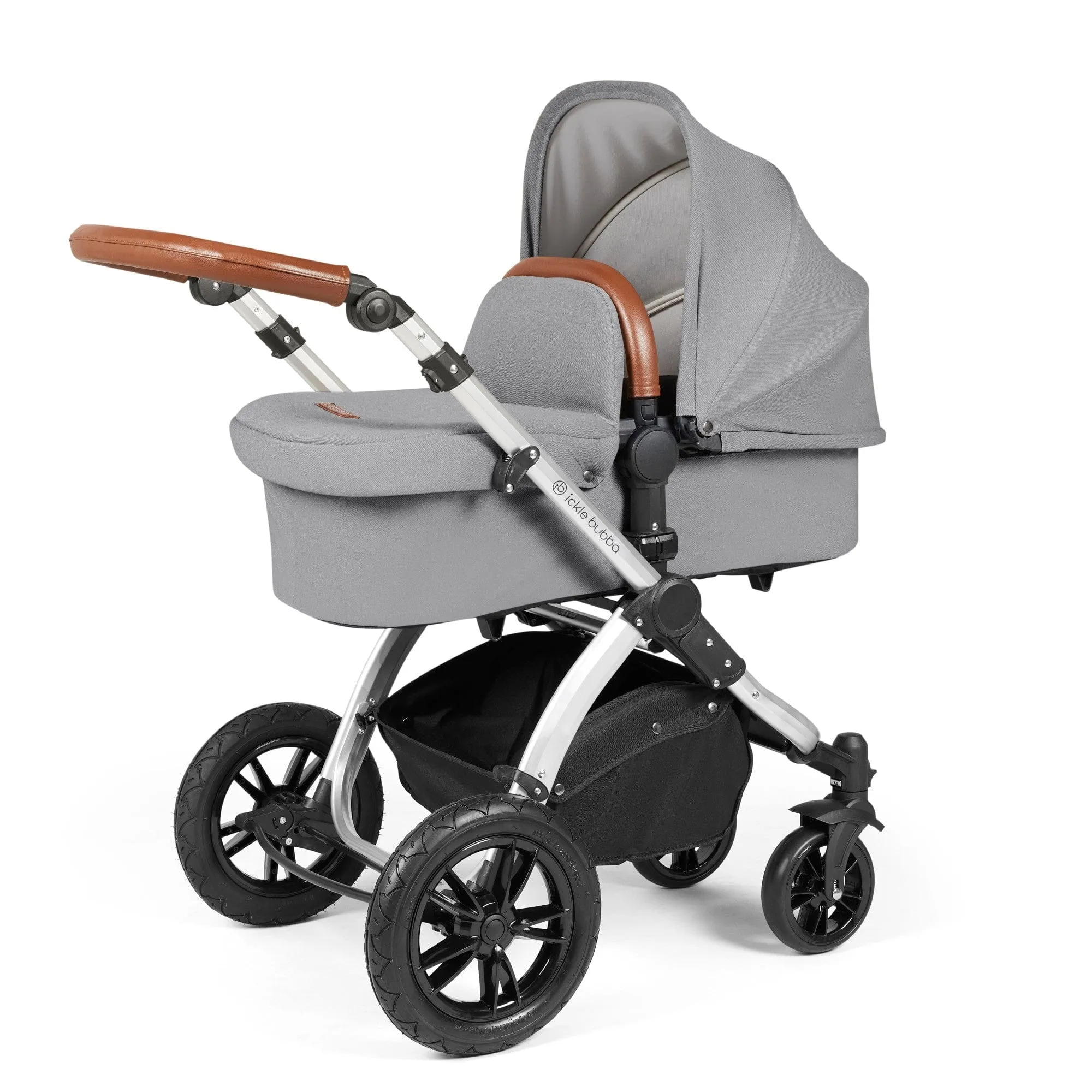 Ickle Bubba Stomp Luxe 2 in 1 Pushchair - Silver / Pearl Grey / Tan