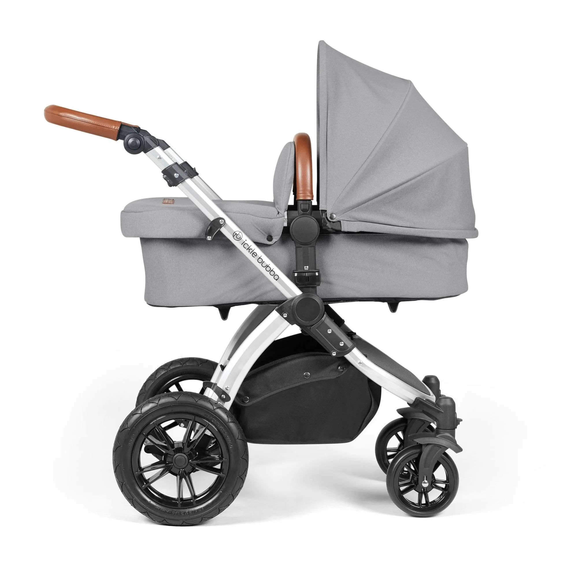 Ickle Bubba Stomp Luxe 2 in 1 Pushchair - Silver / Pearl Grey / Tan