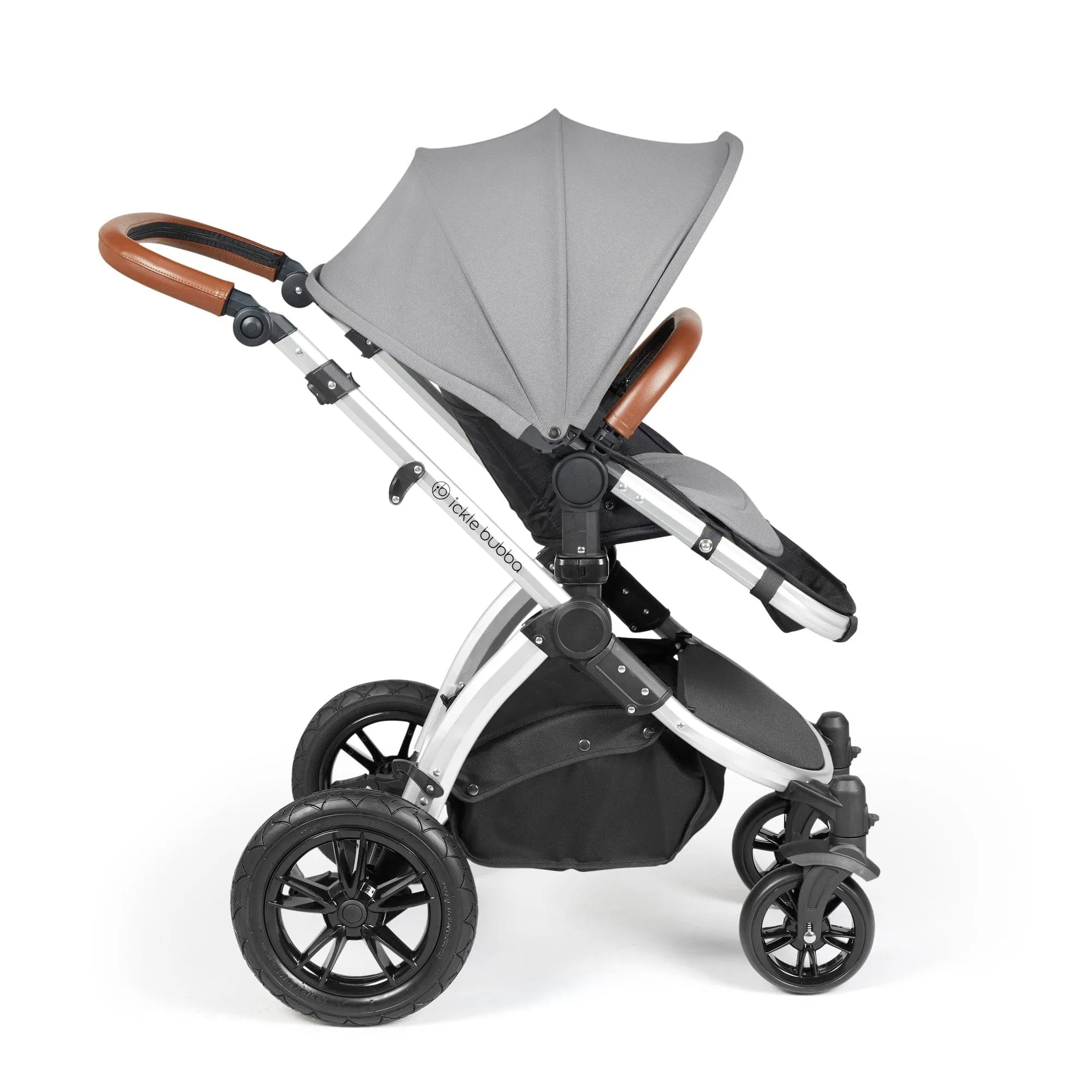 Ickle Bubba Stomp Luxe 2 in 1 Pushchair - Silver / Pearl Grey / Tan