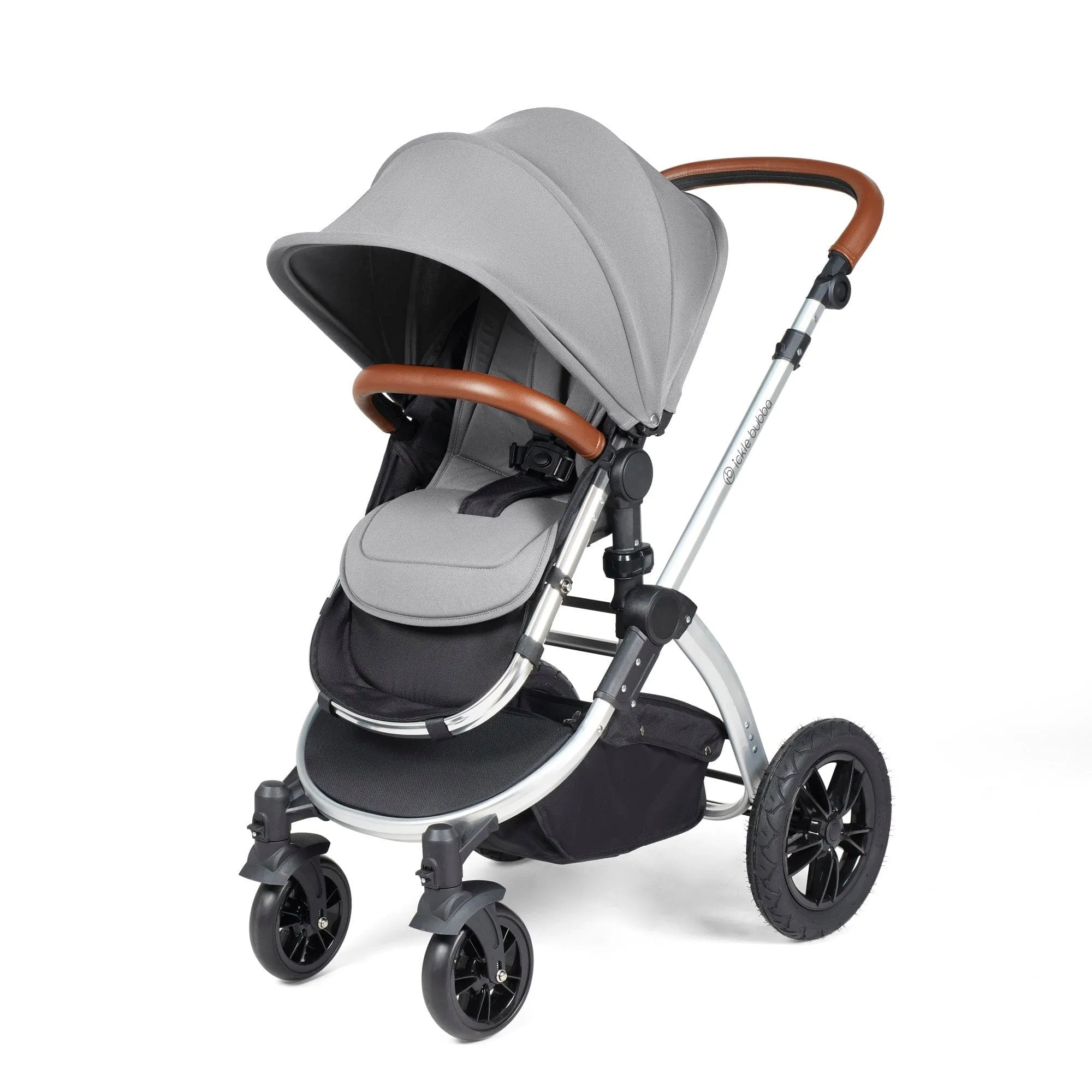 Ickle Bubba Stomp Luxe 2 in 1 Pushchair - Silver / Pearl Grey / Tan