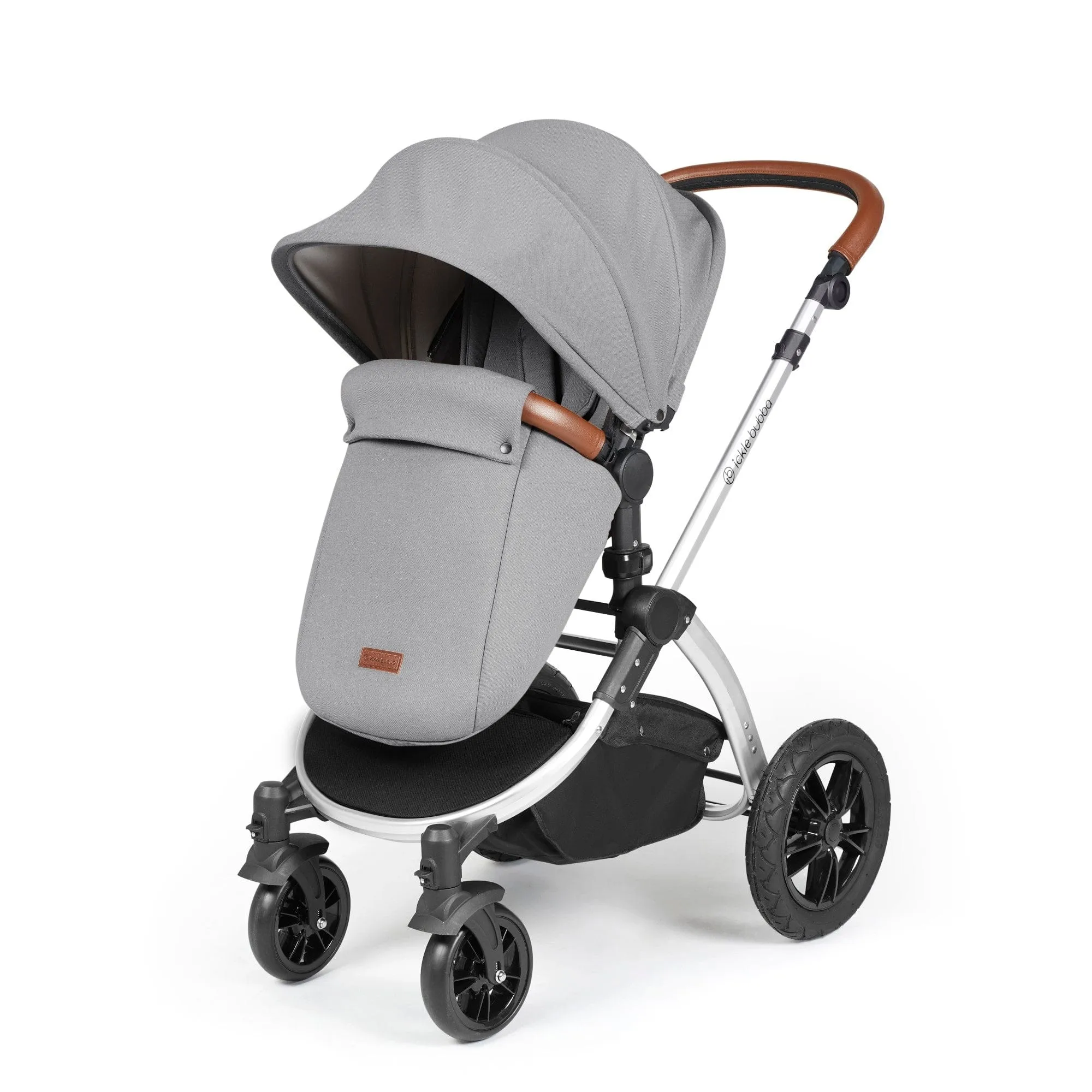 Ickle Bubba Stomp Luxe 2 in 1 Pushchair - Silver / Pearl Grey / Tan