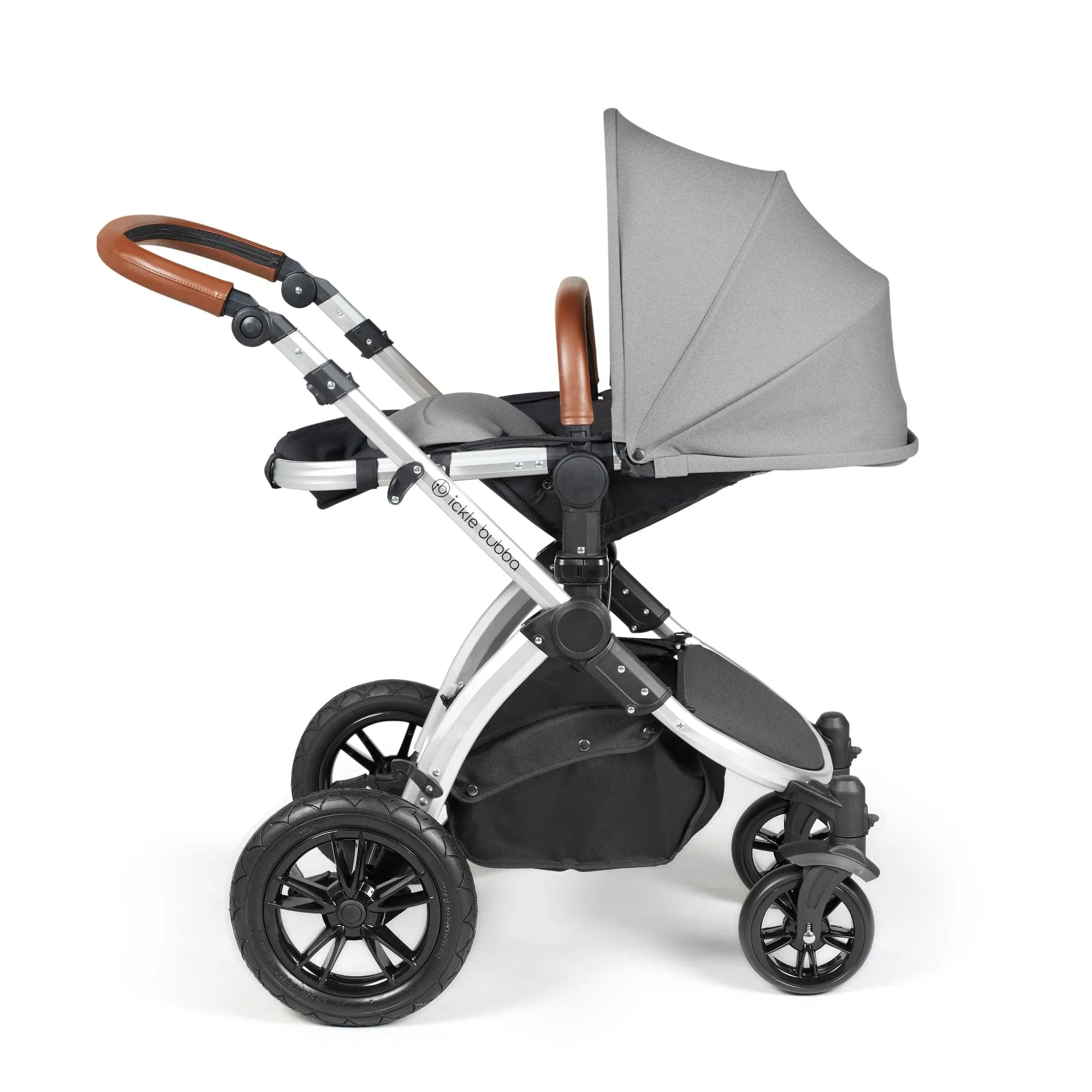 Ickle Bubba Stomp Luxe 2 in 1 Pushchair - Silver / Pearl Grey / Tan