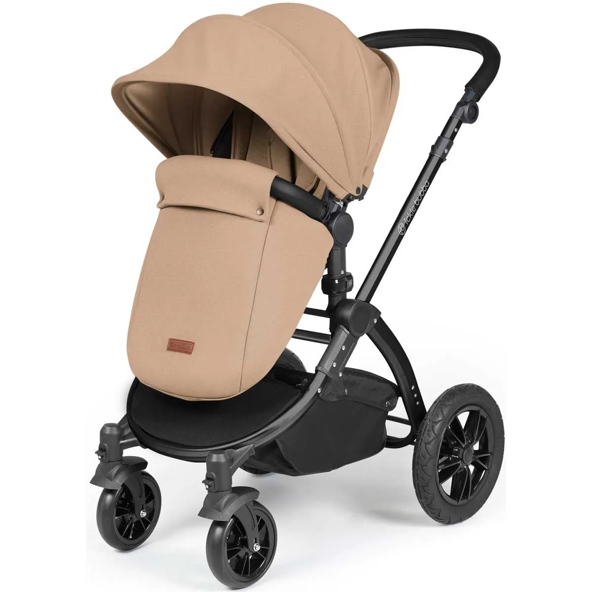 Ickle Bubba Stomp Luxe All-in-One Premium i-Size Travel System with ISOFIX Base, Black / Desert / Black