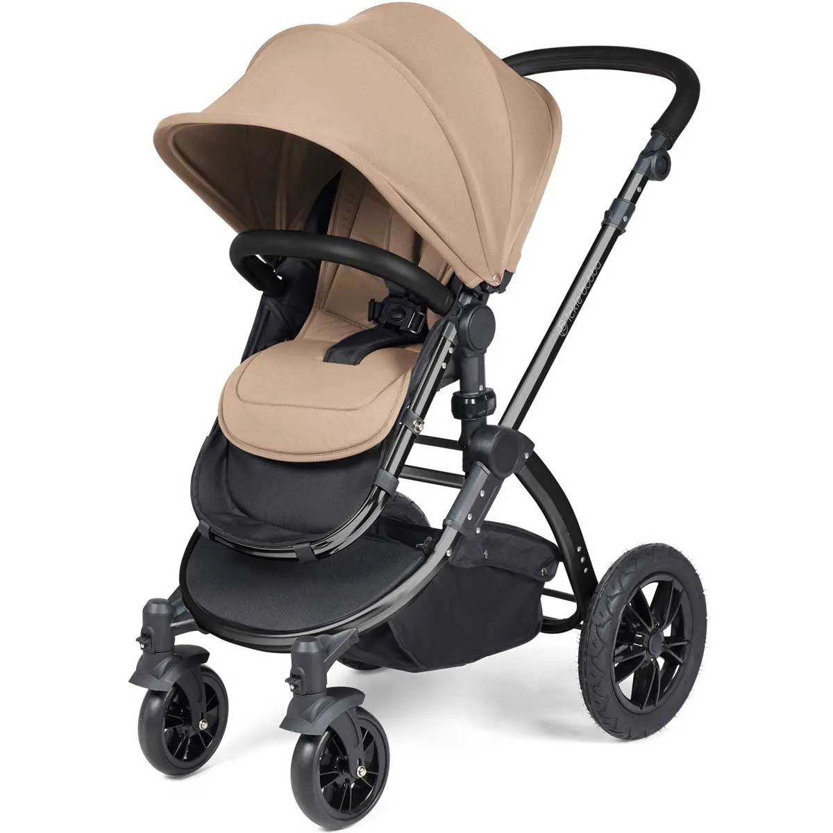 Ickle Bubba Stomp Luxe All-in-One Premium i-Size Travel System with ISOFIX Base, Black / Desert / Black