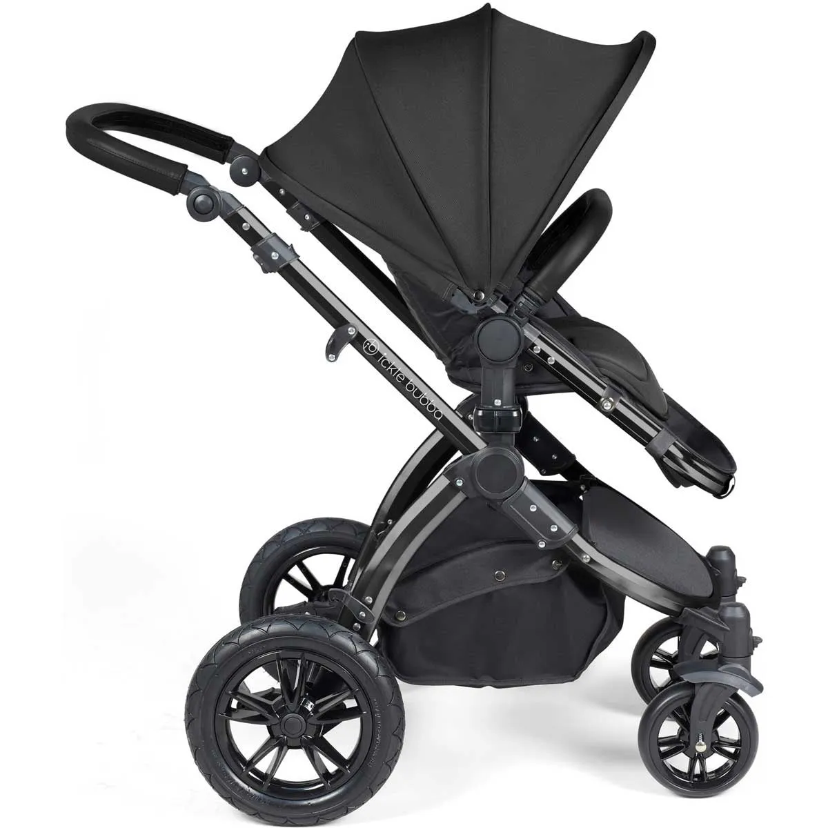 Ickle Bubba Stomp Luxe All-in-One Premium i-Size Travel System with ISOFIX Base, Black / Midnight / Black