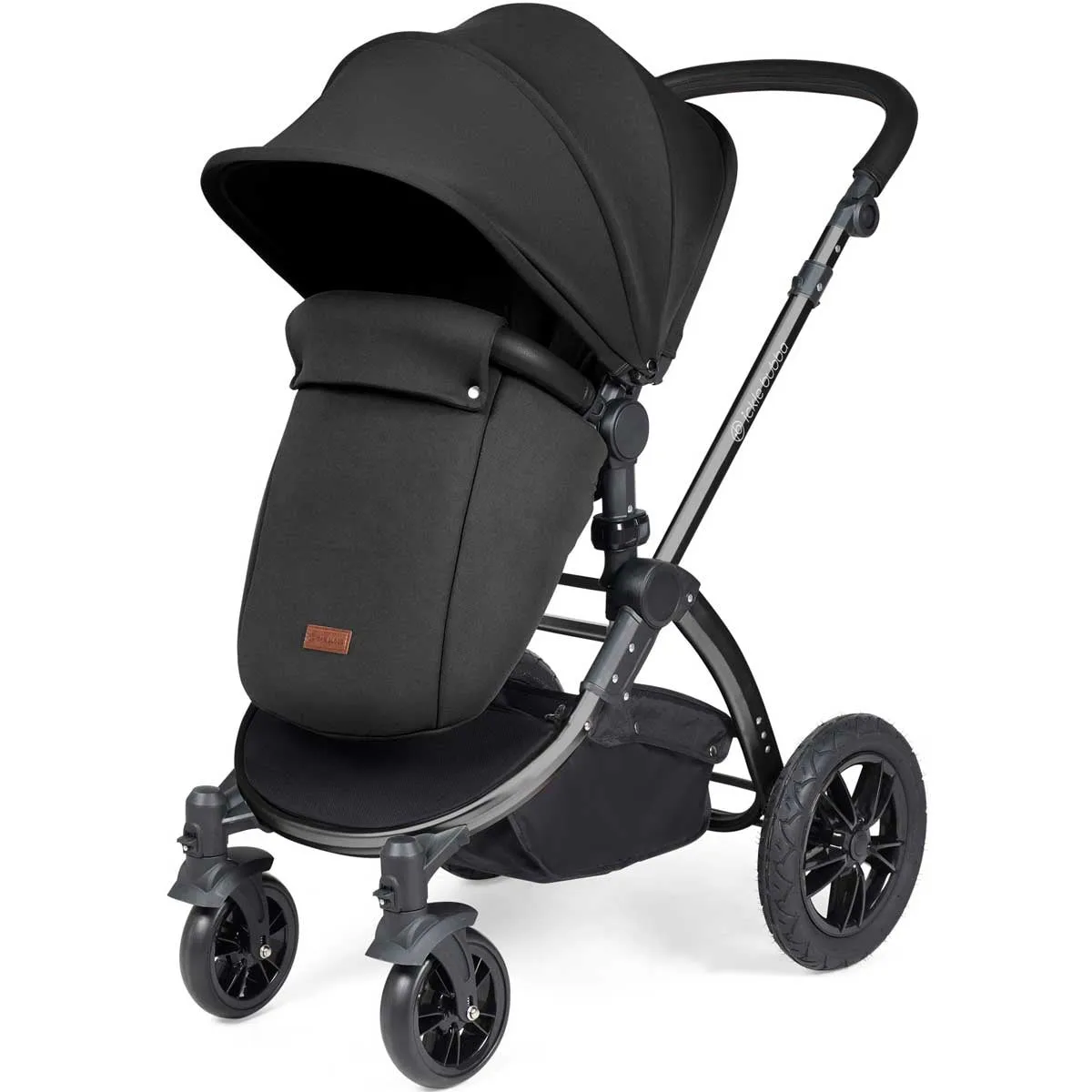 Ickle Bubba Stomp Luxe All-in-One Premium i-Size Travel System with ISOFIX Base, Black / Midnight / Black