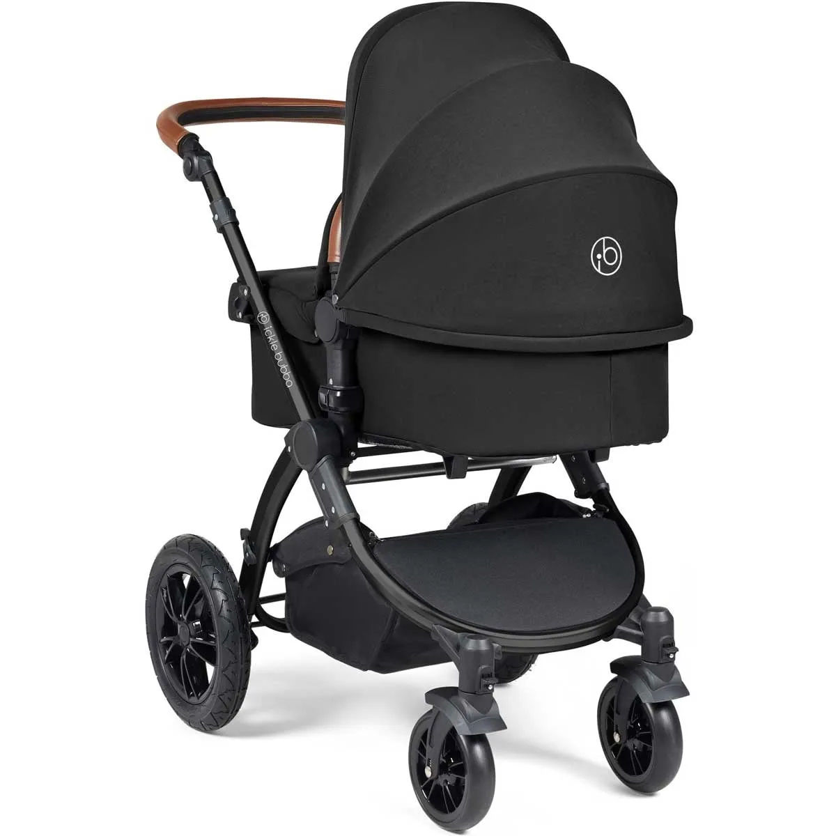 Ickle Bubba Stomp Luxe All-in-One Premium i-Size Travel System with ISOFIX Base, Black / Midnight / Tan
