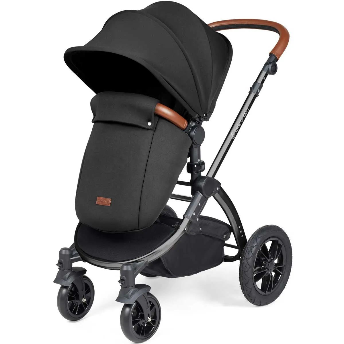 Ickle Bubba Stomp Luxe All-in-One Premium i-Size Travel System with ISOFIX Base, Black / Midnight / Tan