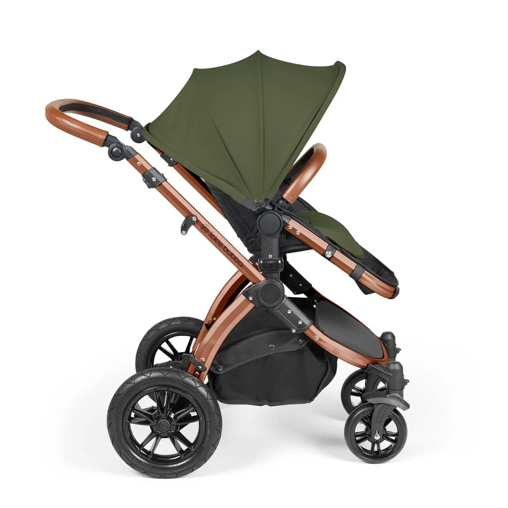 Ickle Bubba Stomp Luxe All-in-One Travel System with Isofix Base - Bronze/Woodland/Tan