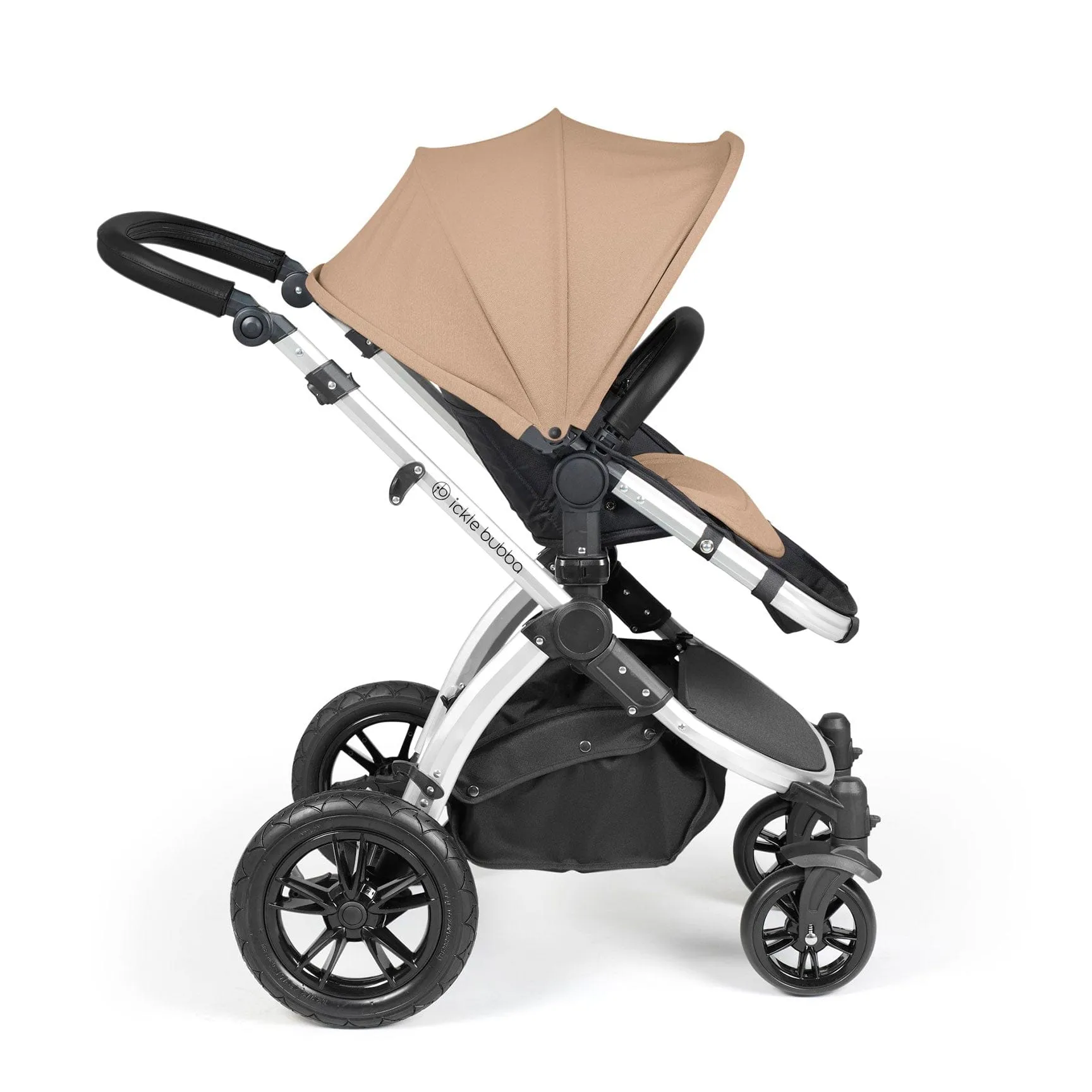 Ickle Bubba Stomp Luxe All-in-One Travel System with Isofix Base - Silver/Desert/Black