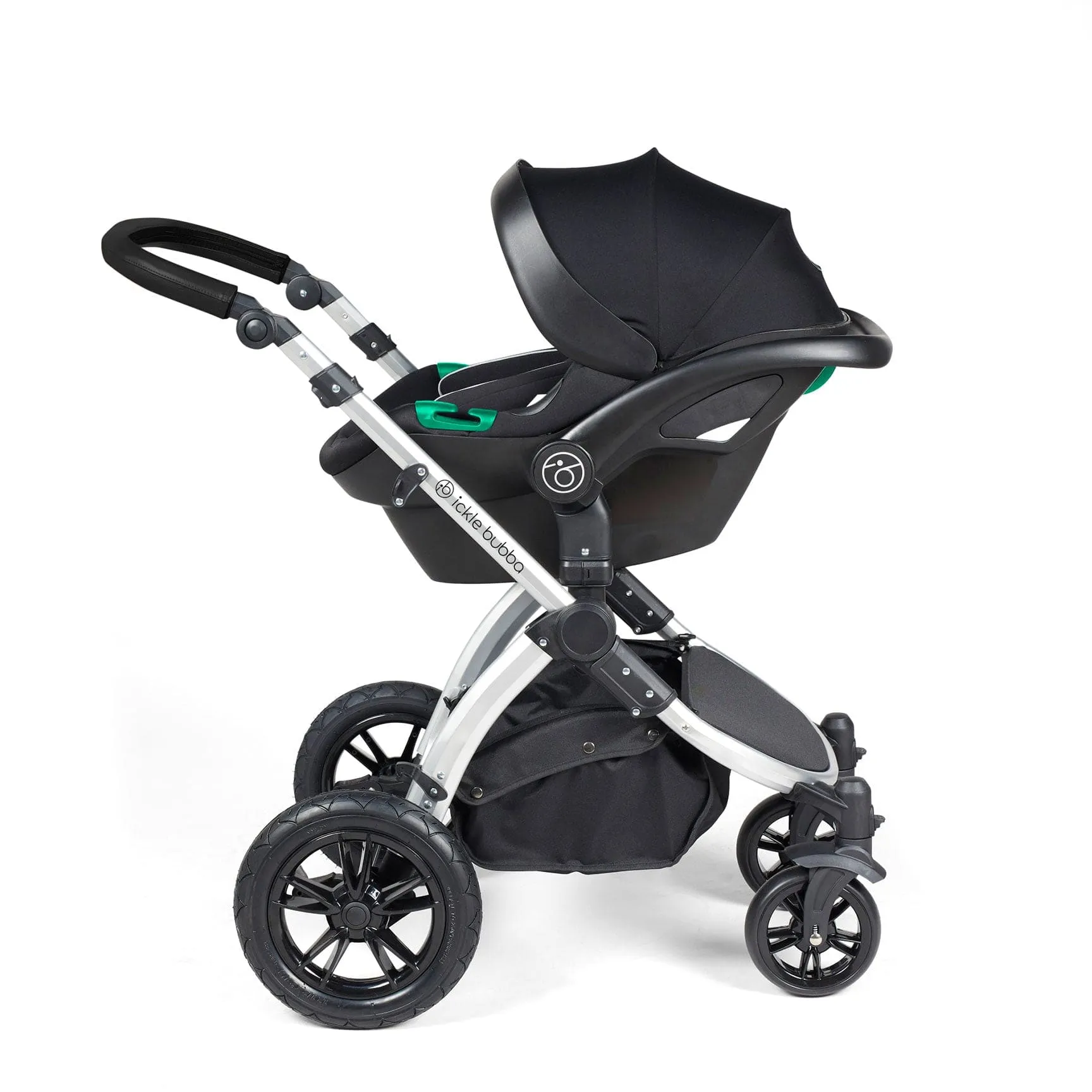 Ickle Bubba Stomp Luxe All-in-One Travel System with Isofix Base - Silver/Desert/Black