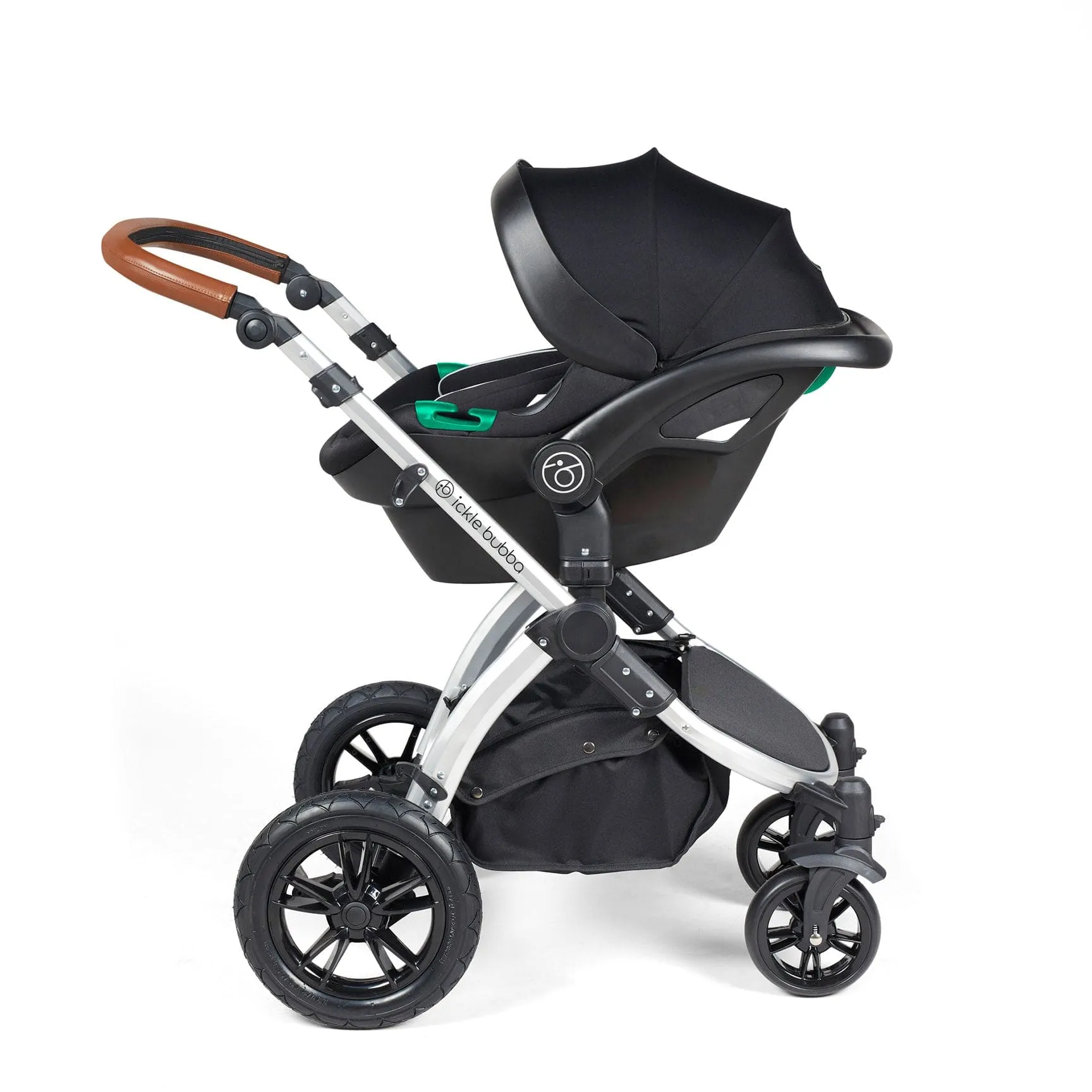 Ickle Bubba Stomp Luxe All-in-One Travel System with Isofix Base - Silver/Desert/Tan