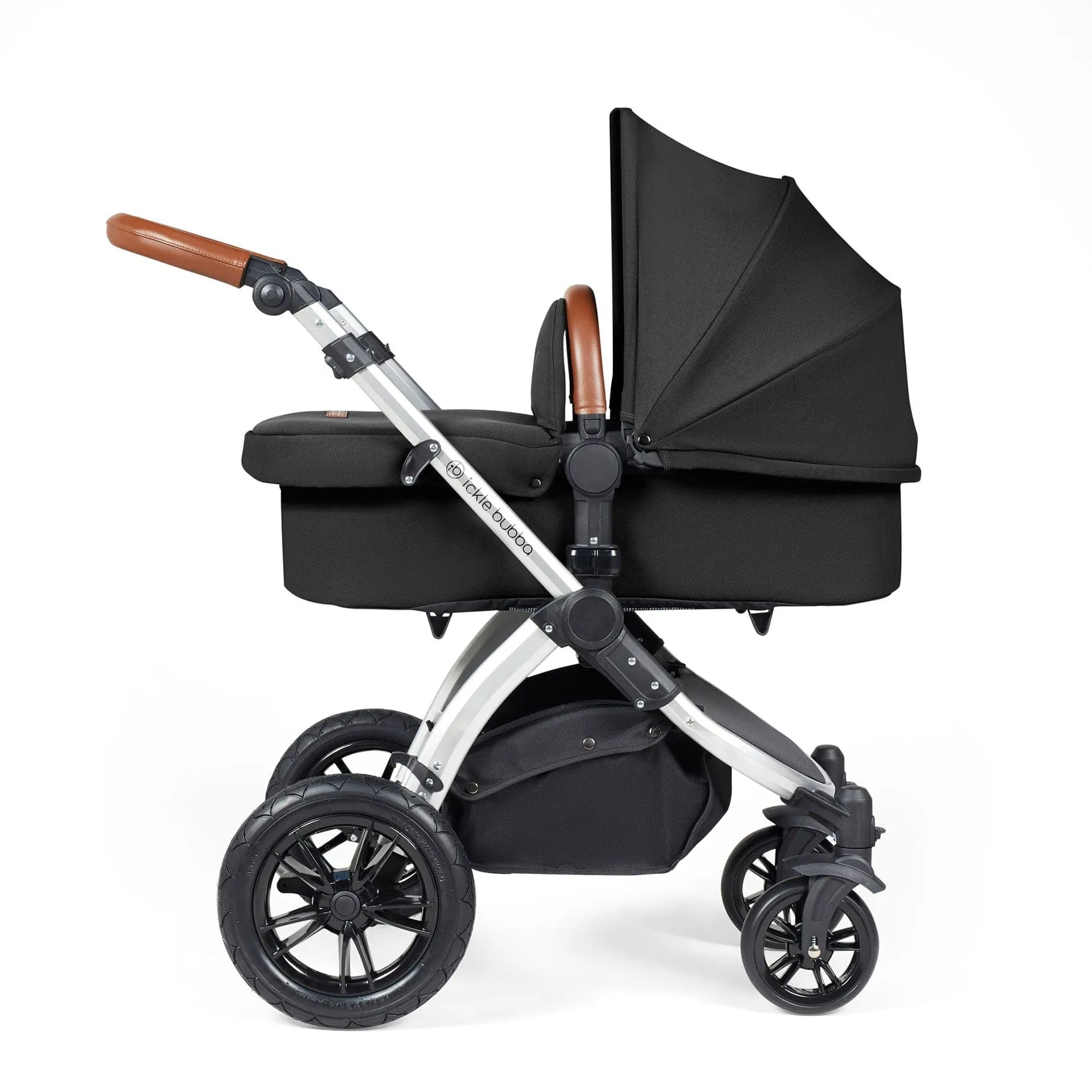 Ickle Bubba Stomp Luxe All-in-One Travel System with Isofix Base - Silver/Midnight/Tan