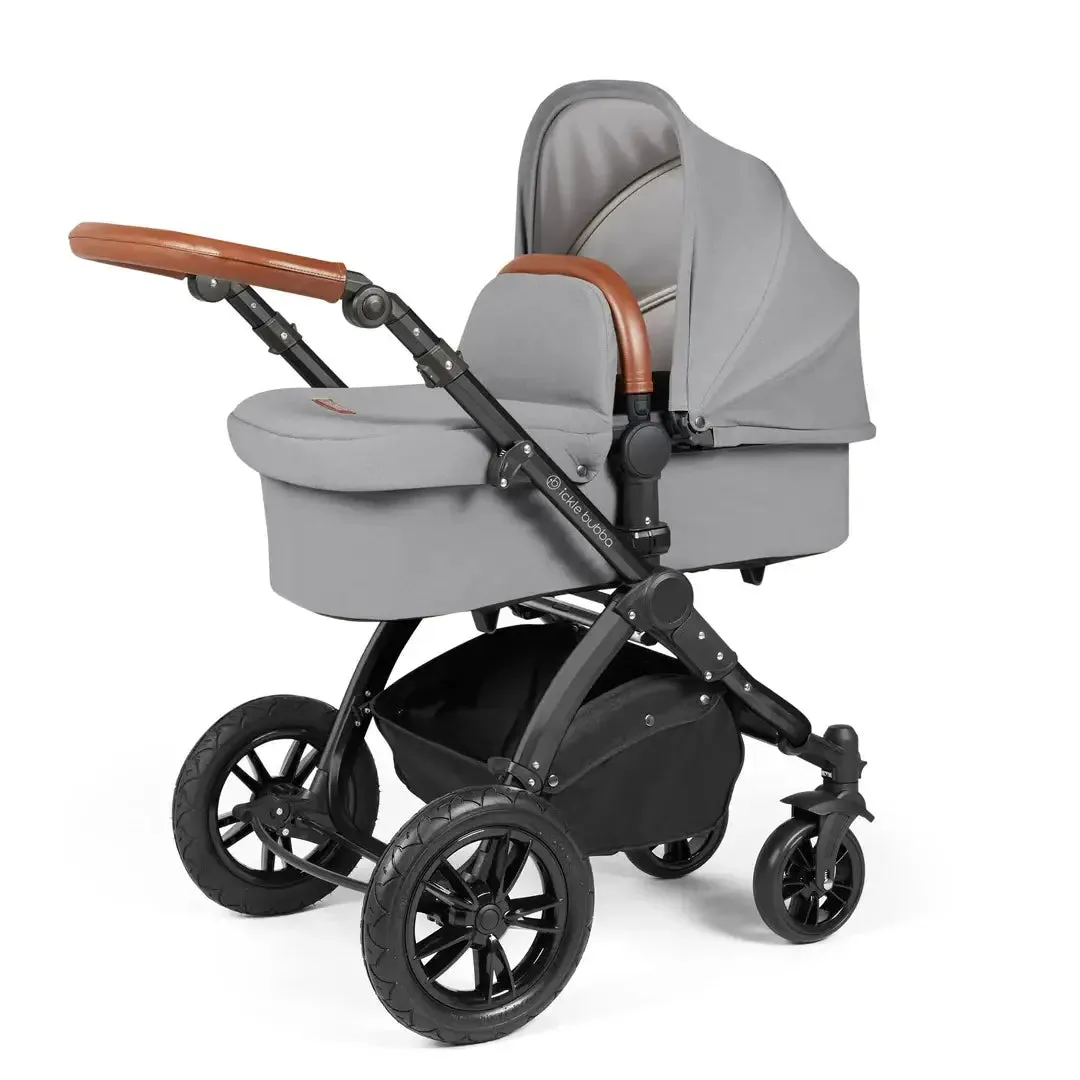 Ickle Bubba Stomp Luxe Travel System & Home 14 Piece Bundle Black Chassis - Pearl Grey
