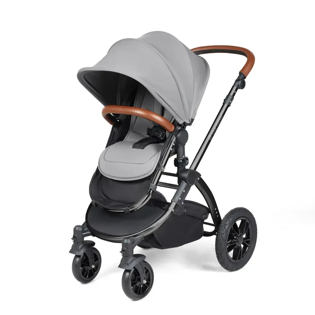 Ickle Bubba Stomp Luxe Travel System & Home 14 Piece Bundle Black Chassis - Pearl Grey