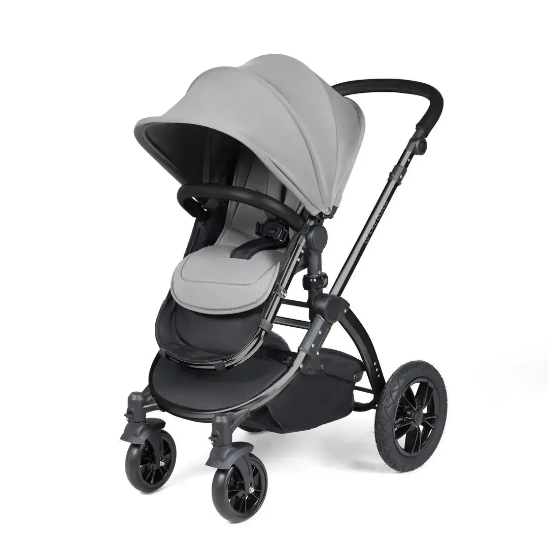 Ickle Bubba Stomp Luxe Travel System & Home 14 Piece Bundle Black Chassis - Pearl Grey