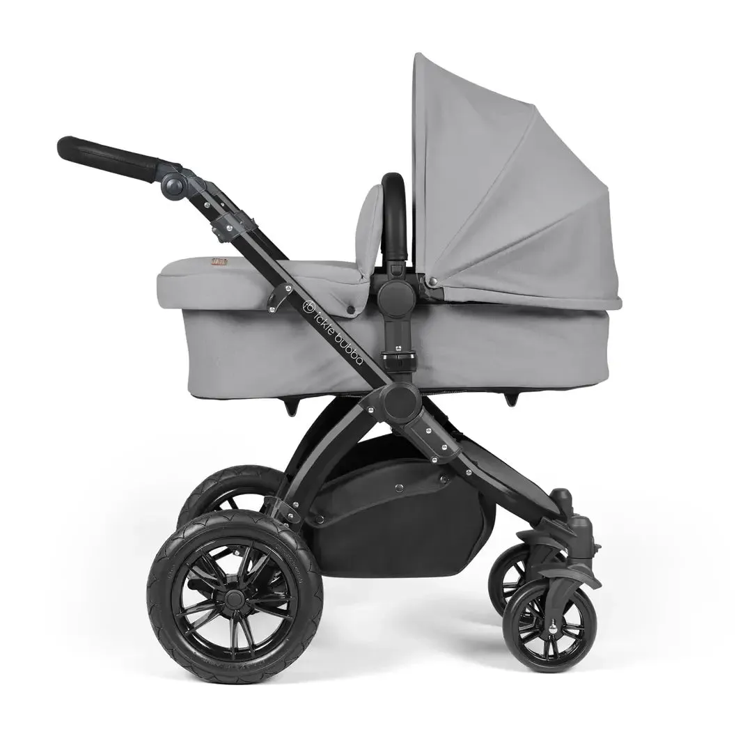 Ickle Bubba Stomp Luxe Travel System & Home 14 Piece Bundle Black Chassis - Pearl Grey