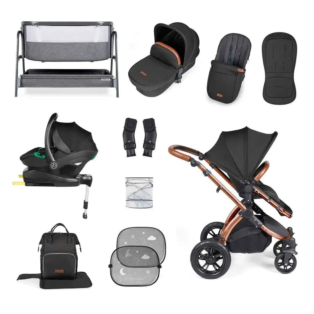 Ickle Bubba Stomp Luxe Travel System & Home 14 Piece Bundle Bronze Chassis - Black