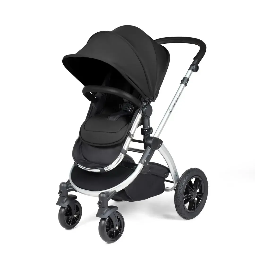 Ickle Bubba Stomp Luxe Travel System & Home 14 Piece Bundle Silver Chassis - Black