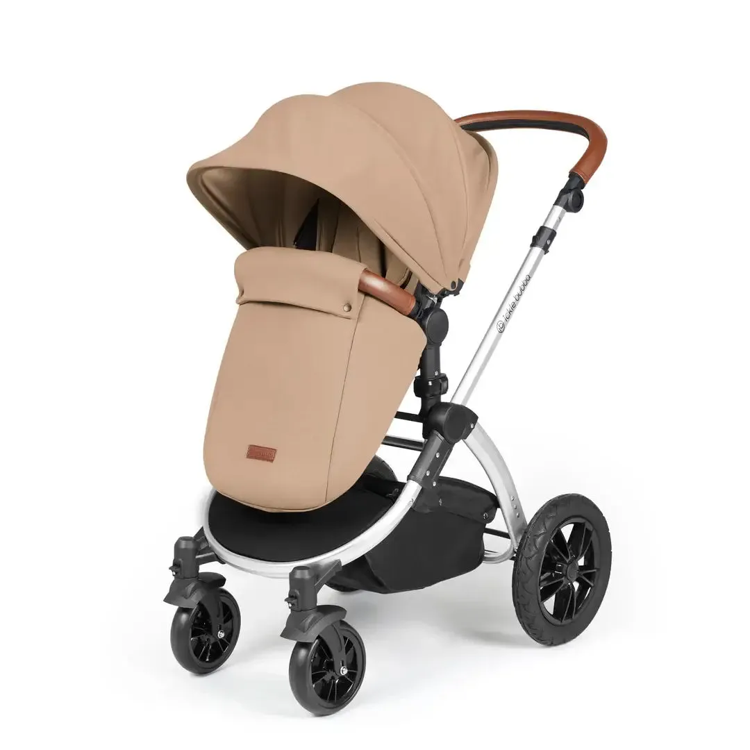 Ickle Bubba Stomp Luxe Travel System & Home 14 Piece Bundle Silver Chassis - Desert