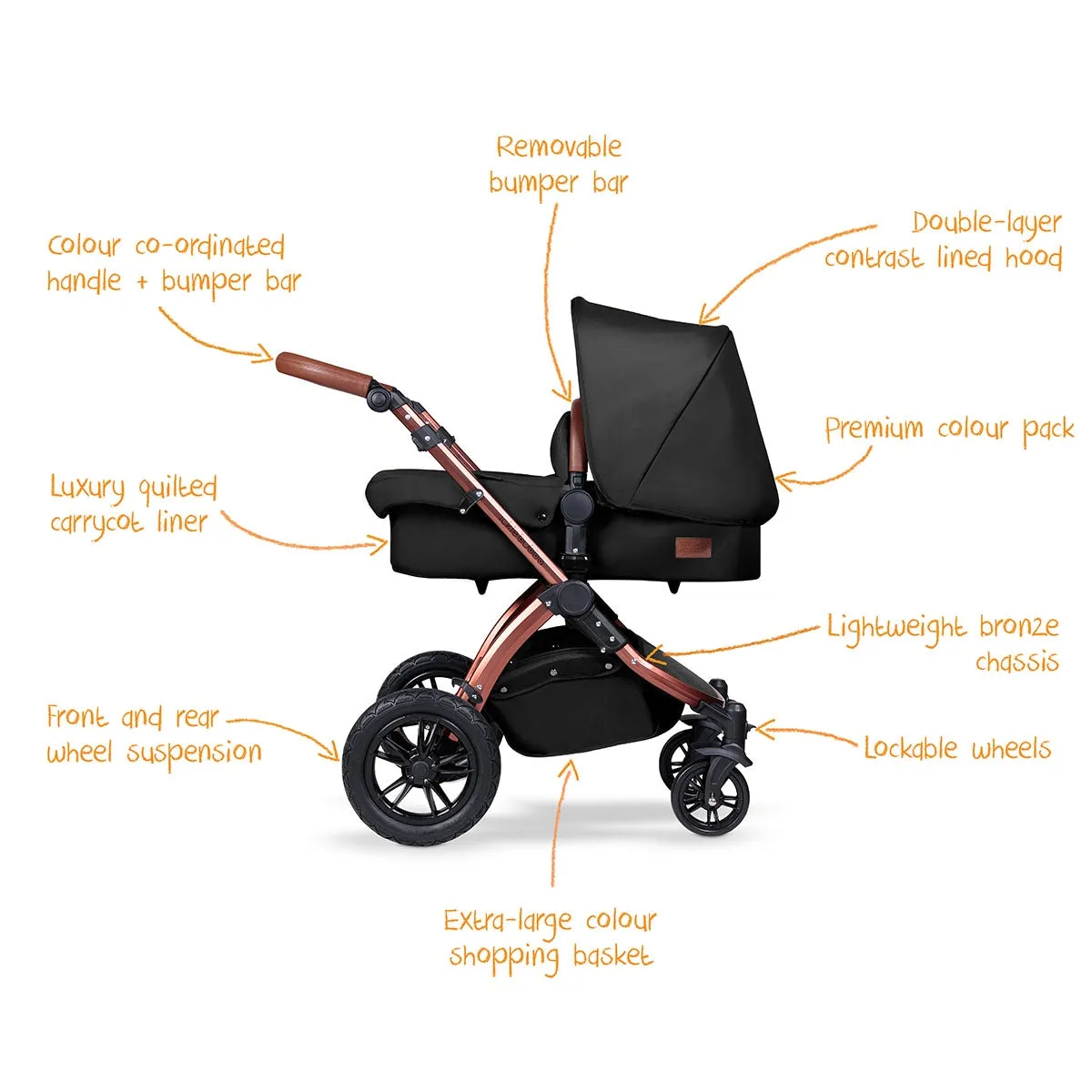 Ickle Bubba Stomp V4 All-in-One Travel System with Mercury iSize car Seat & Isofix Base
