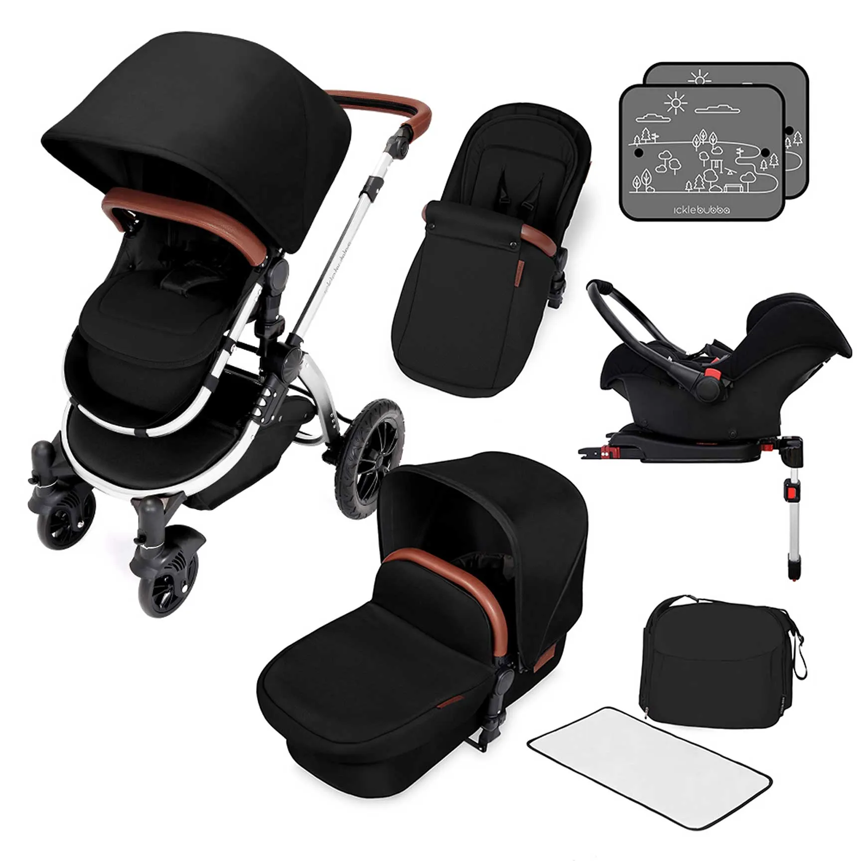 Ickle Bubba Stomp V4 Galaxy Travel System With Base Chrome/Midnight
