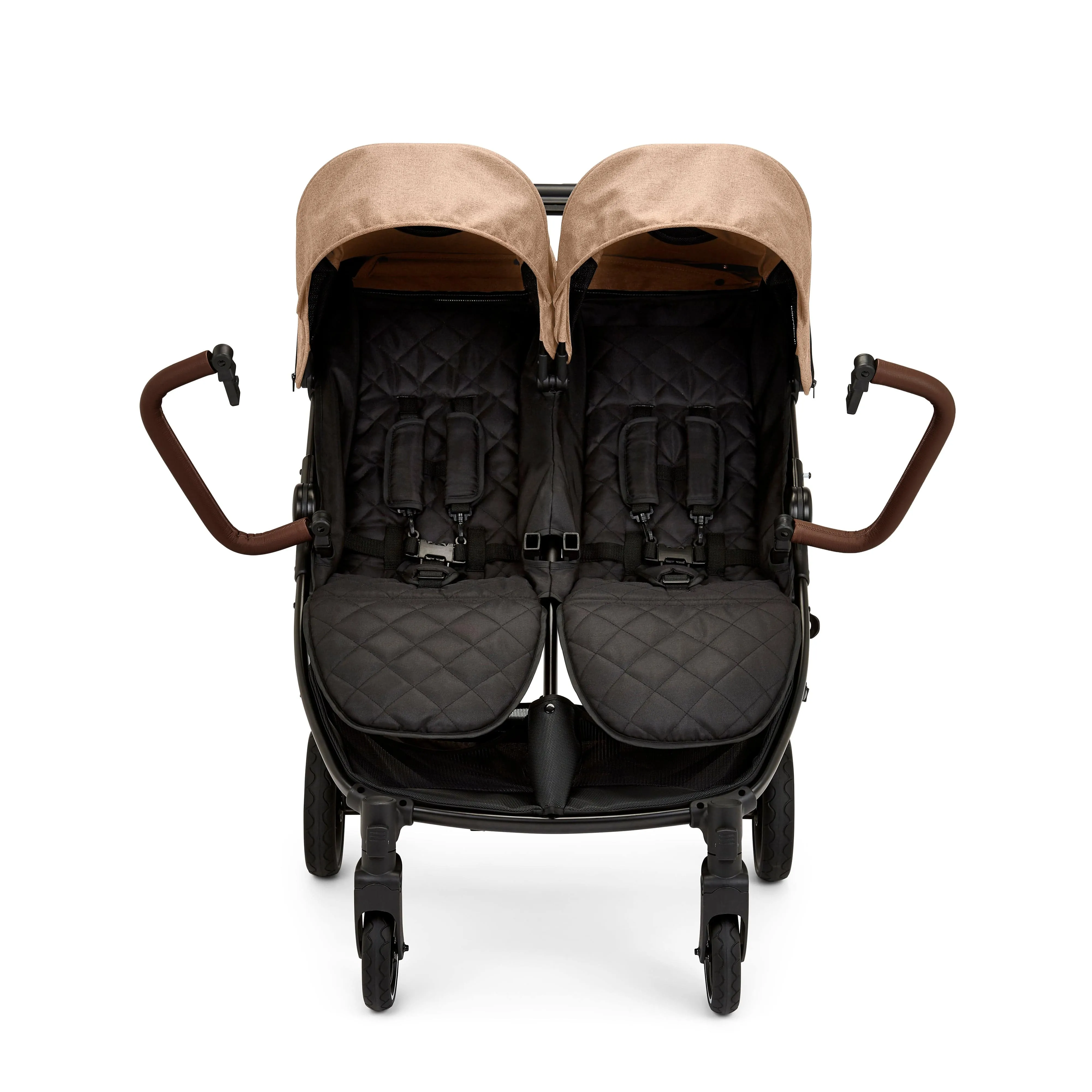 Ickle Bubba Venus Double Stroller - Black / Biscuit / Tan