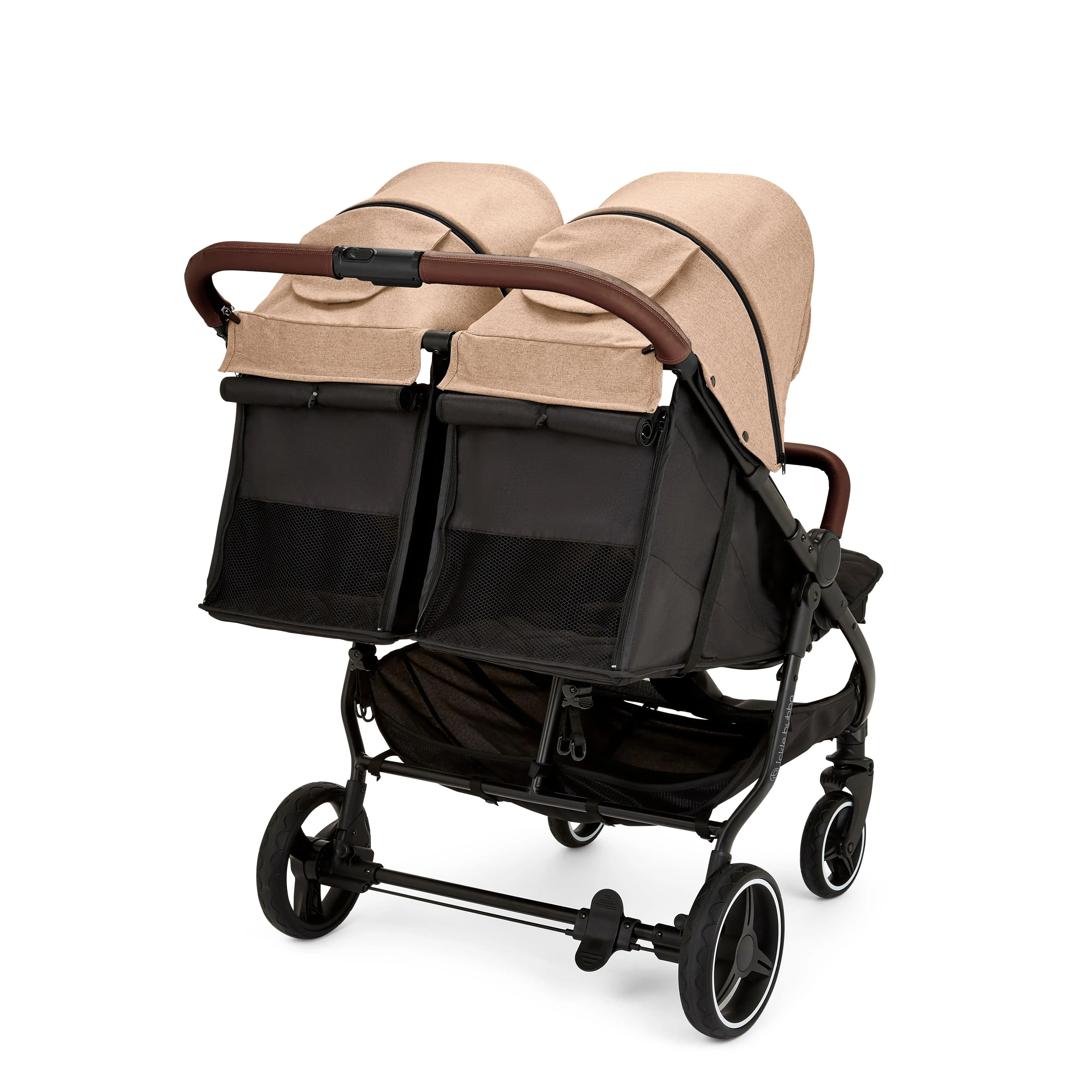 Ickle Bubba Venus Max Double Stroller - Black / Biscuit / Tan