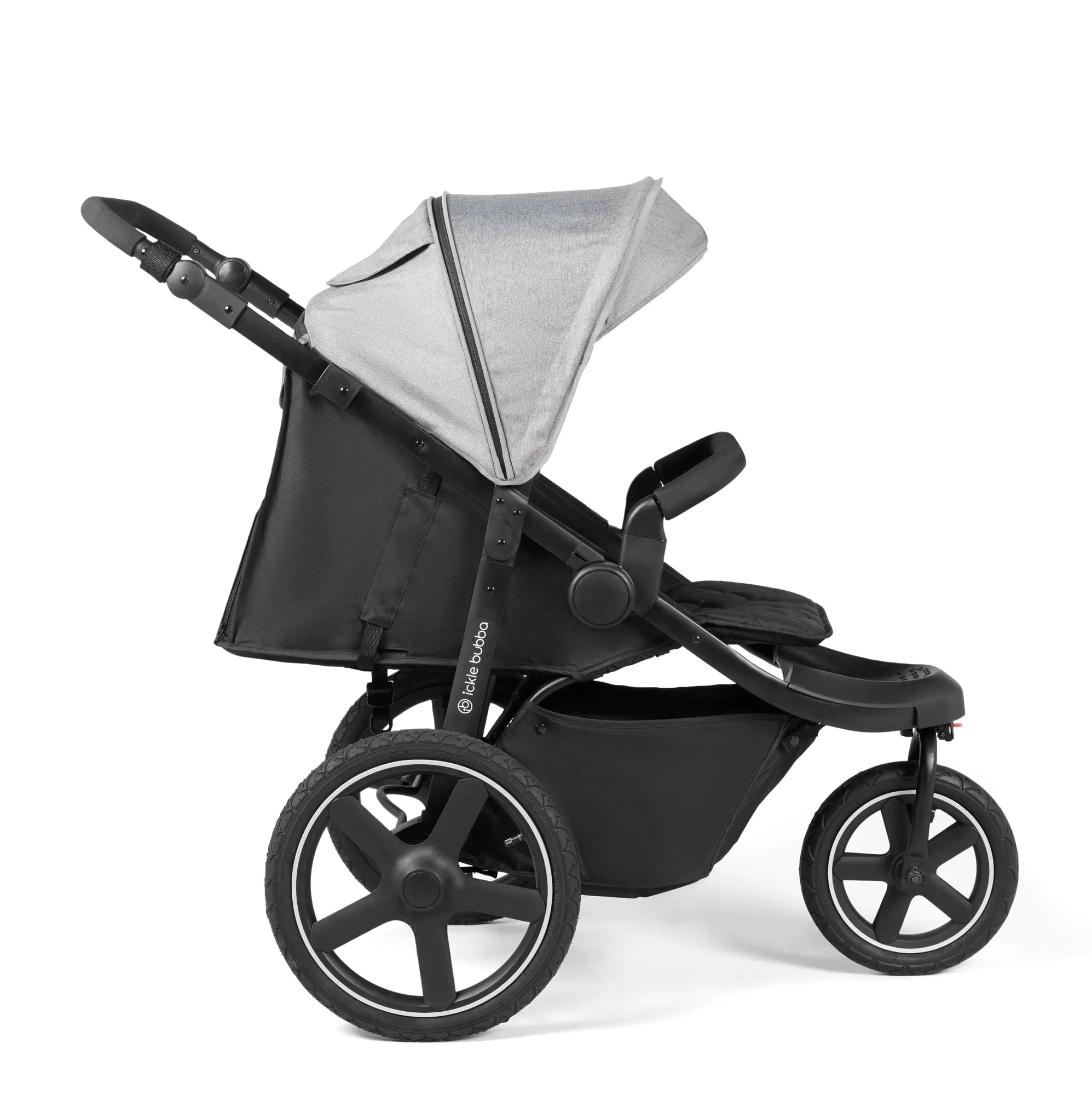Ickle Bubba Venus Max Jogger Stroller I-Size Travel System - Black/Space Grey with Isofix Base