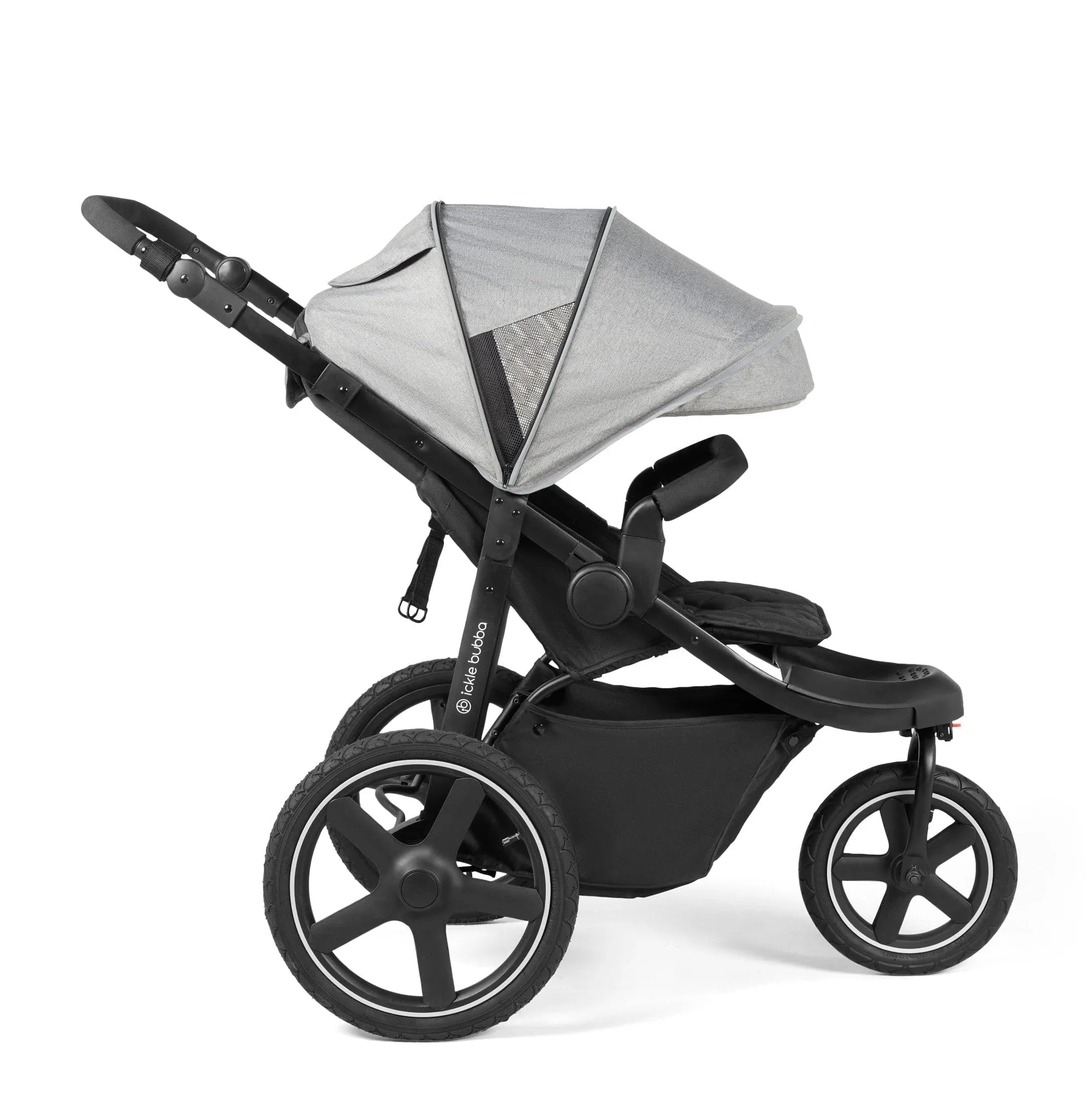 Ickle Bubba Venus Max Jogger Stroller I-Size Travel System - Black/Space Grey with Isofix Base