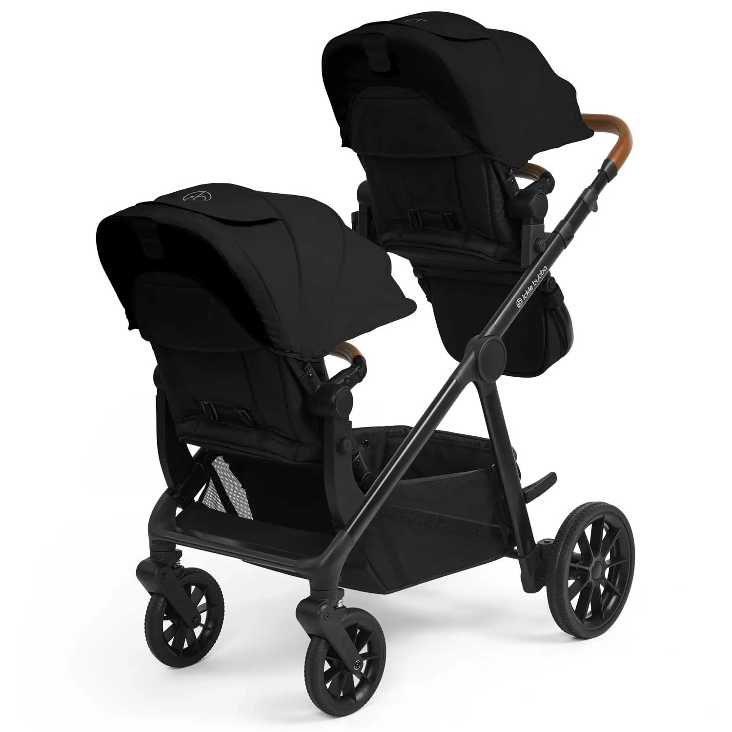 Ickle Bubba Virgo Growing Family 14 Piece Travel System with i-Size Cirrus Car Seat & ISOFIX Base - Black/Black/Tan
