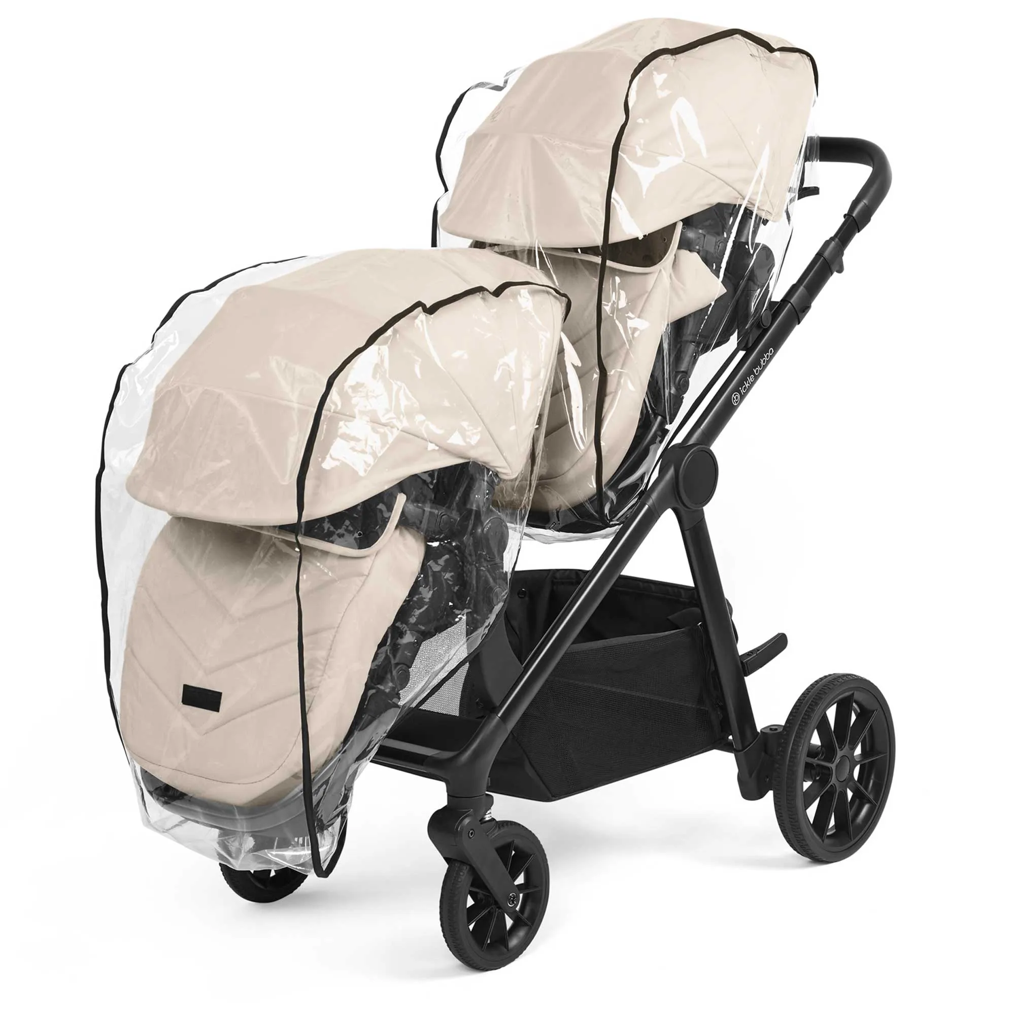 Ickle Bubba Virgo Growing Family 14 Piece Travel System with i-Size Cirrus Car Seat & ISOFIX Base - Black/Stone/Black