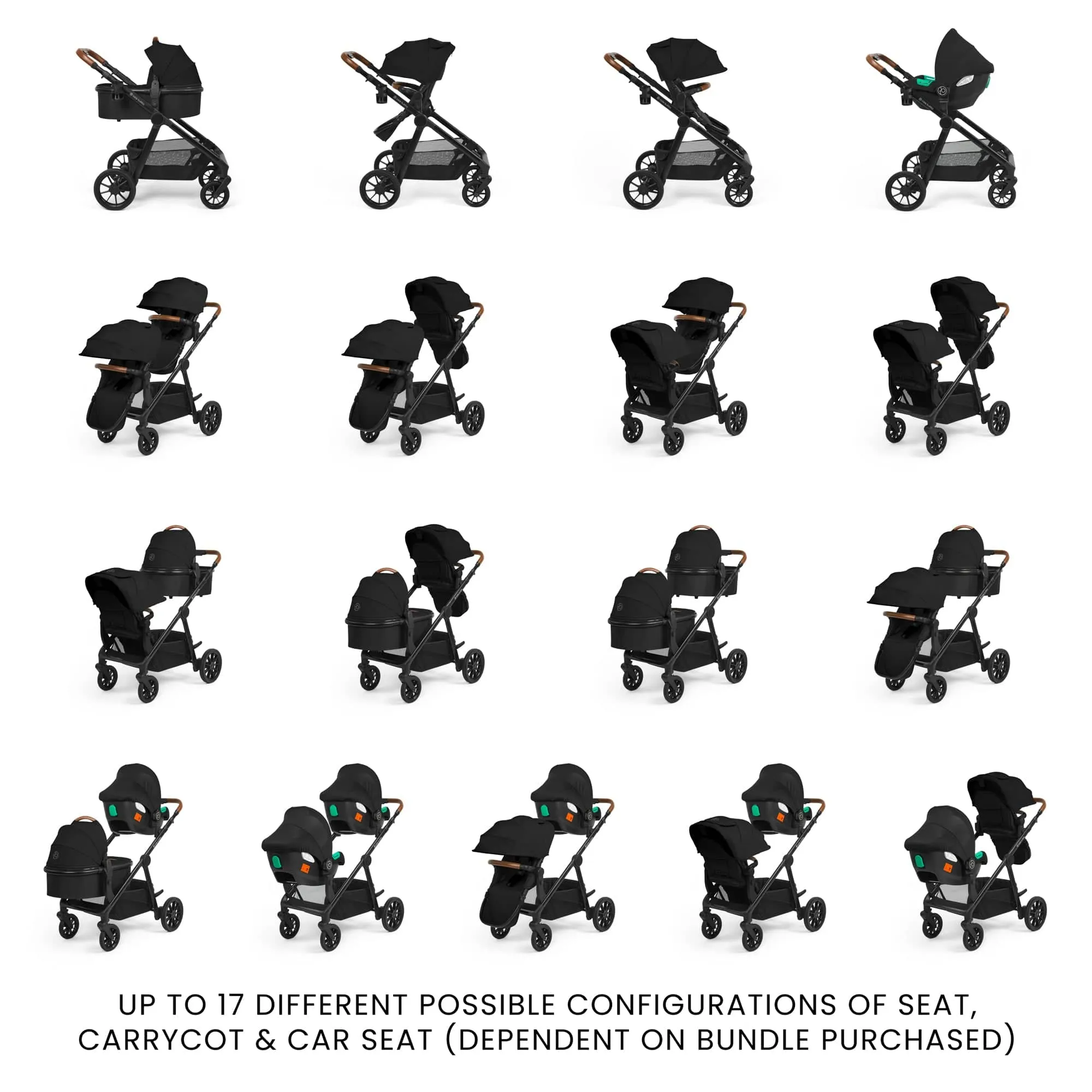 Ickle Bubba Virgo Travel System (Cirrus) - Black / Black / Tan