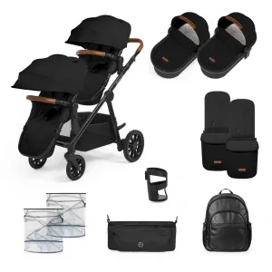 Ickle Bubba Virgo Twin 12 Piece Pram - Black