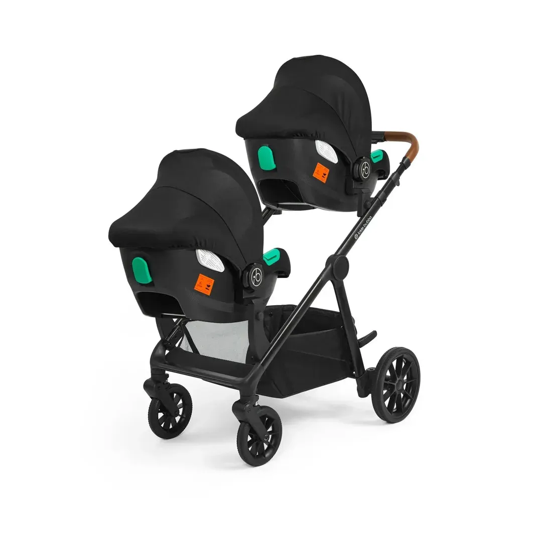 Ickle Bubba Virgo Twin 18 Piece Travel System with i-Size Cirrus Car Seats & ISOFIX Bases - Black