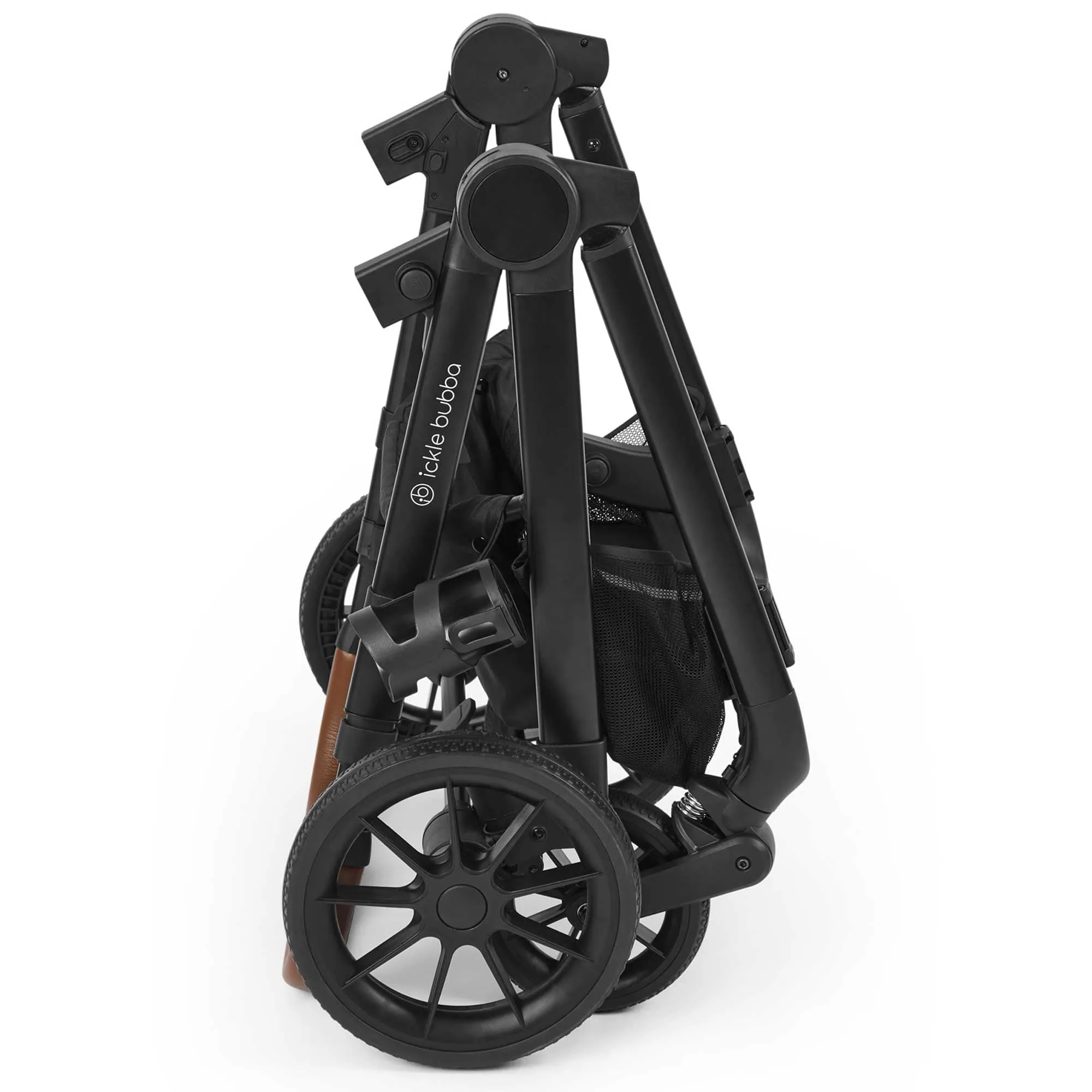 Ickle Bubba Virgo Twin 18 Piece Travel System with i-Size Cirrus Car Seats & ISOFIX Bases - Black/Black/Tan