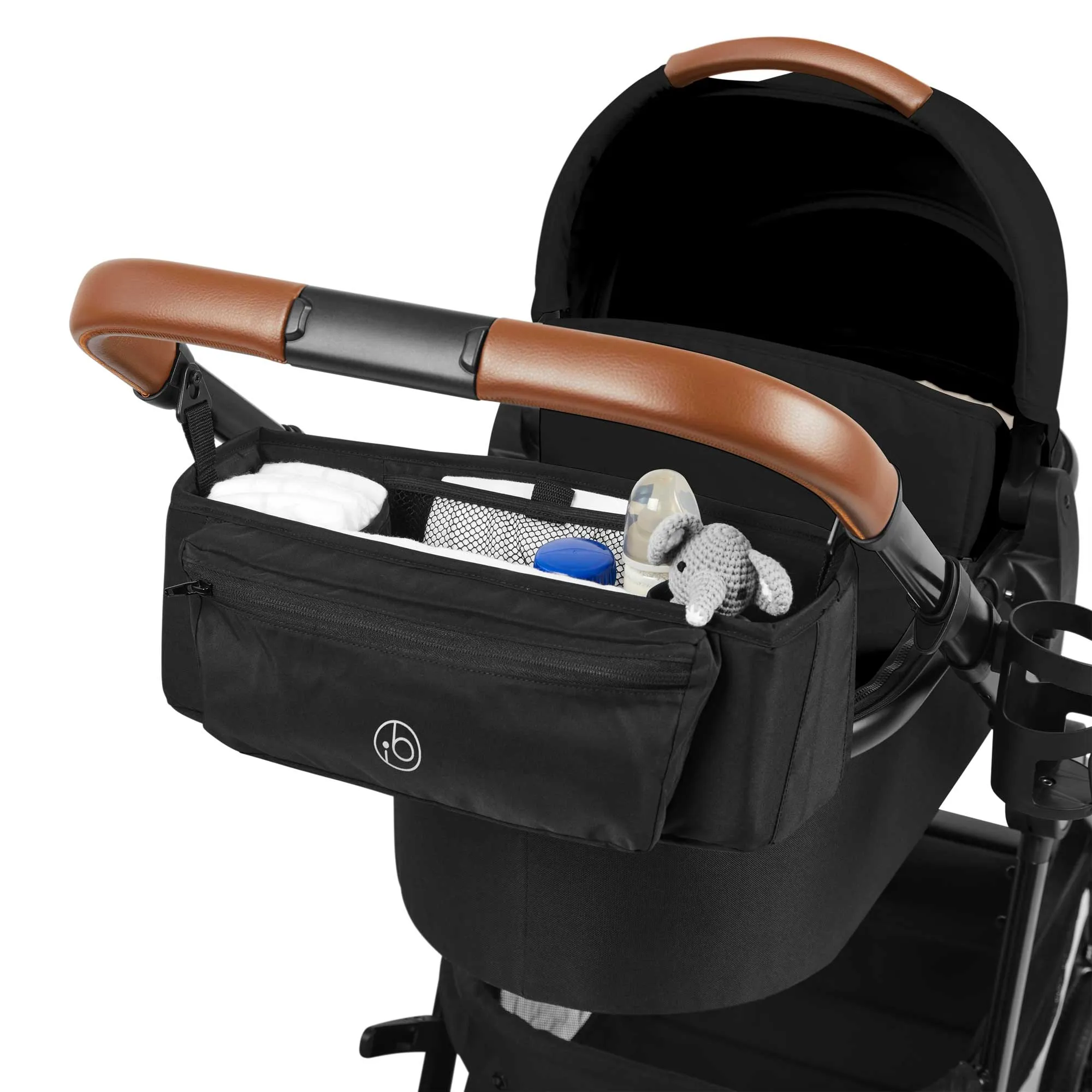 Ickle Bubba Virgo Twin 18 Piece Travel System with i-Size Cirrus Car Seats & ISOFIX Bases - Black/Black/Tan