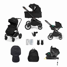 Ickle Bubba Altima 12 Piece Travel System with i-Size Stratus Car Seat & ISOFIX Base  - Black